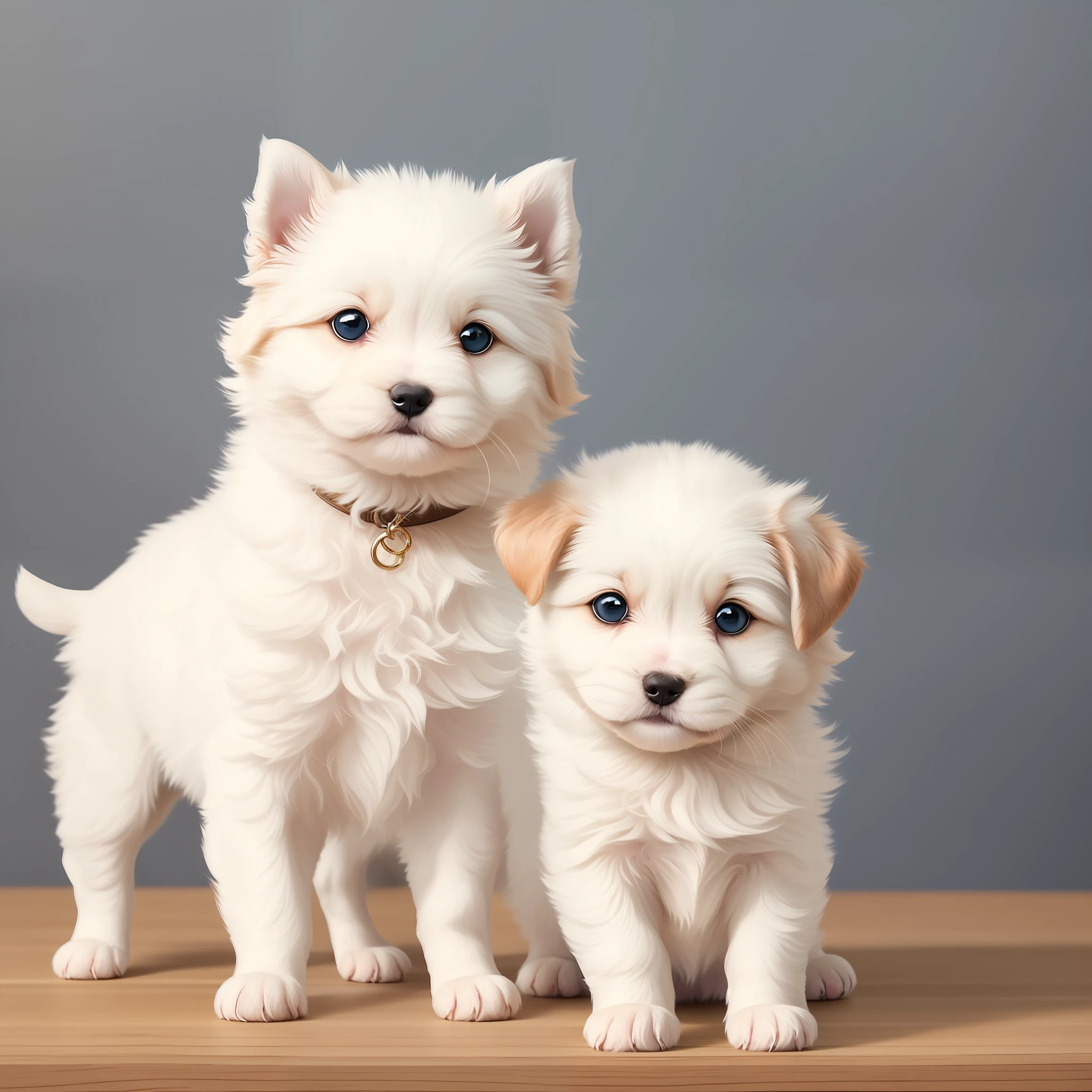 Super cute meme puppy， Smiling expression，Pure white hair，Sweet eyes，Marshmallow love nose，Pleasantly surprised atmosphere，Fresh and clean background，The finest quality detailing，Enhanced image of HQ quality。 --auto