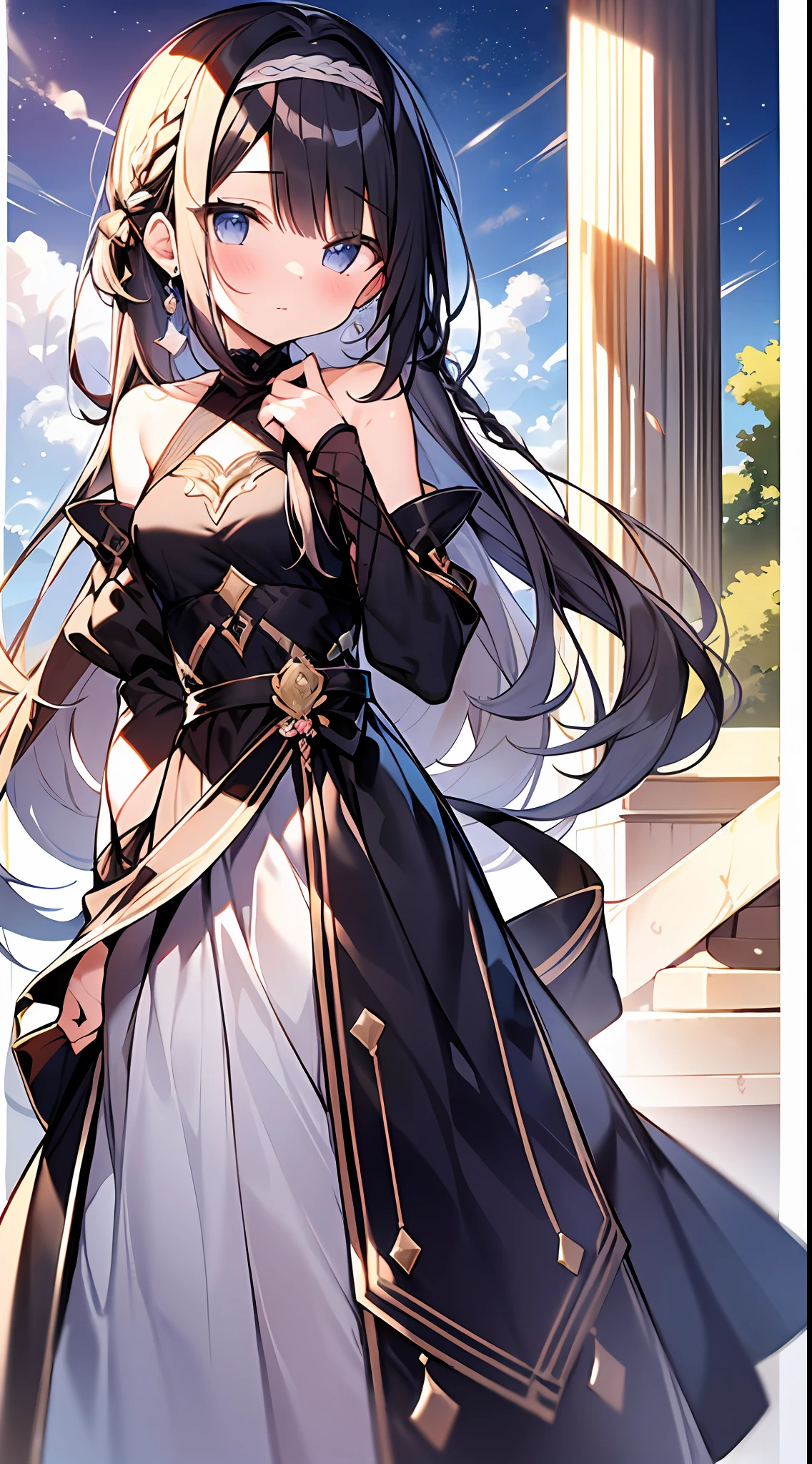 (incredibly absurdres absolutely resolution: 1.5), highest quality, masterpiece, ultra high resolution, 8k, (multiple girls), (gorgeous dresses with many gorgeous and colorful decorations) BREAK shoujo manga style, (loli), soft line drawing, digital enhancement, shojo manga touch, environmental change scenes, shojo manga core, ( Hair length to the shoulders))), (((short braid))), ancient capital of the West, full body visible angle, entangle, beautiful and aesthetic: 1.5, High quality: 1.3