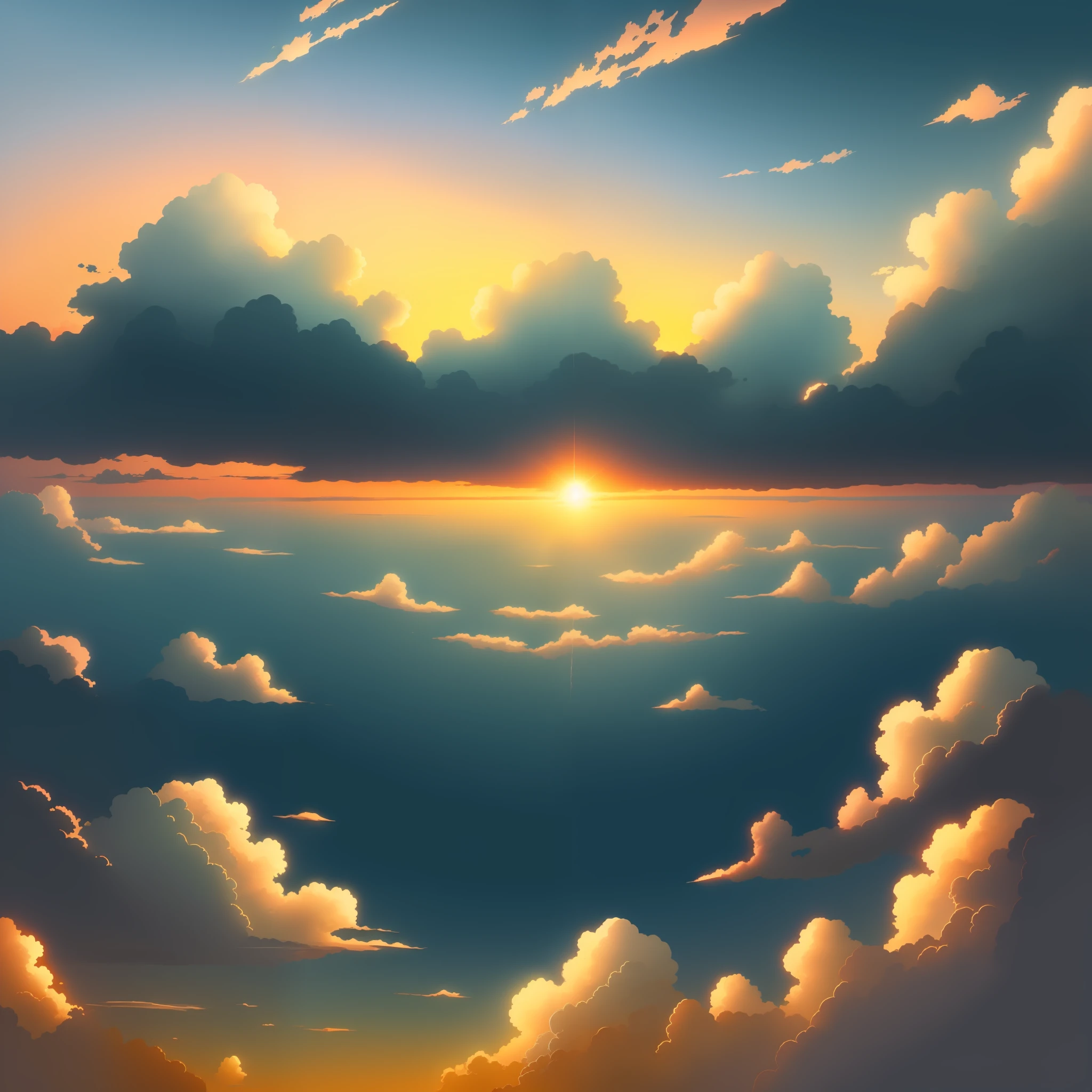 Clouds,Light,Yellowish,Clouds,Clouds,Cyan,eventide,the sunset,Estilo de Makoto Shinkai
