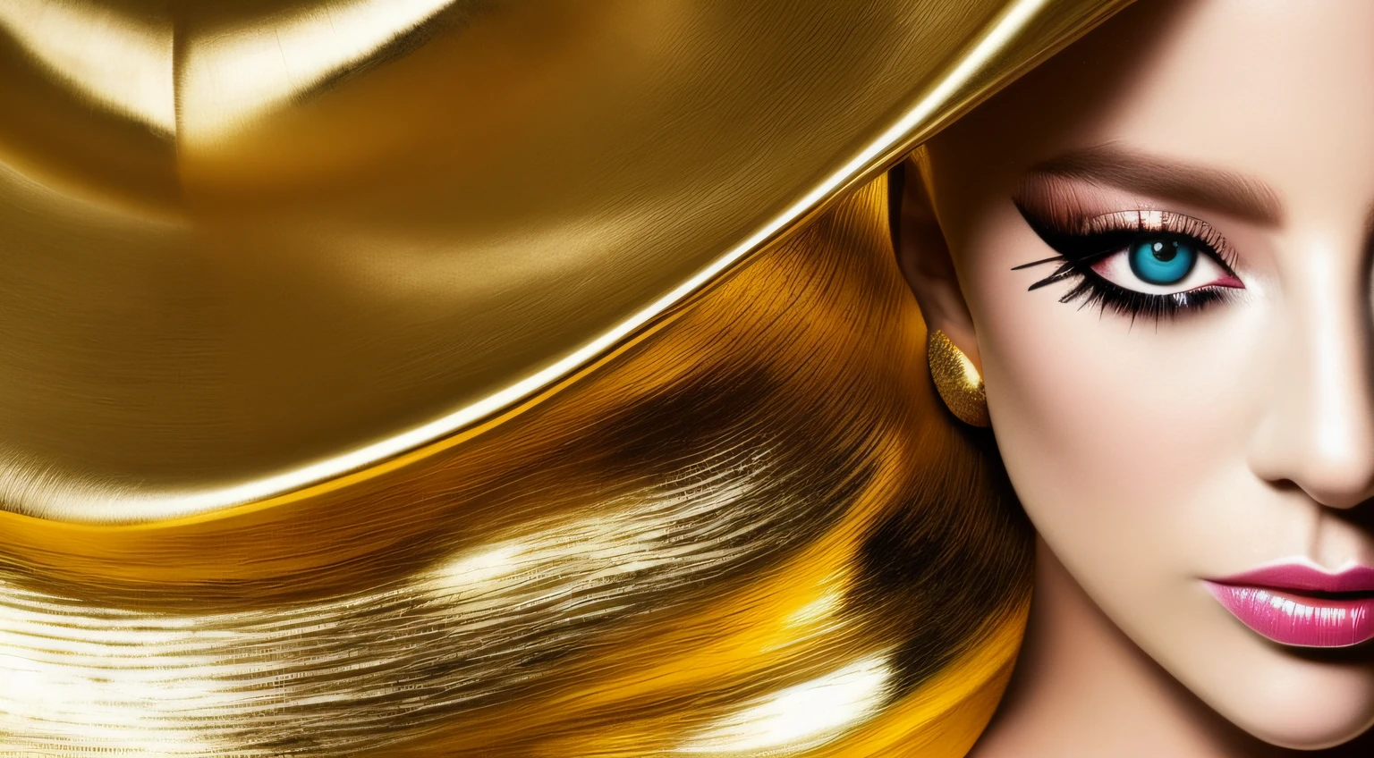 um close up de uma menina loira de cabelos compridos, em um vestido com uma s, three-point lighting , an album cover, Lady Gaga Artpop Act II álbum, Standing on gold leaf