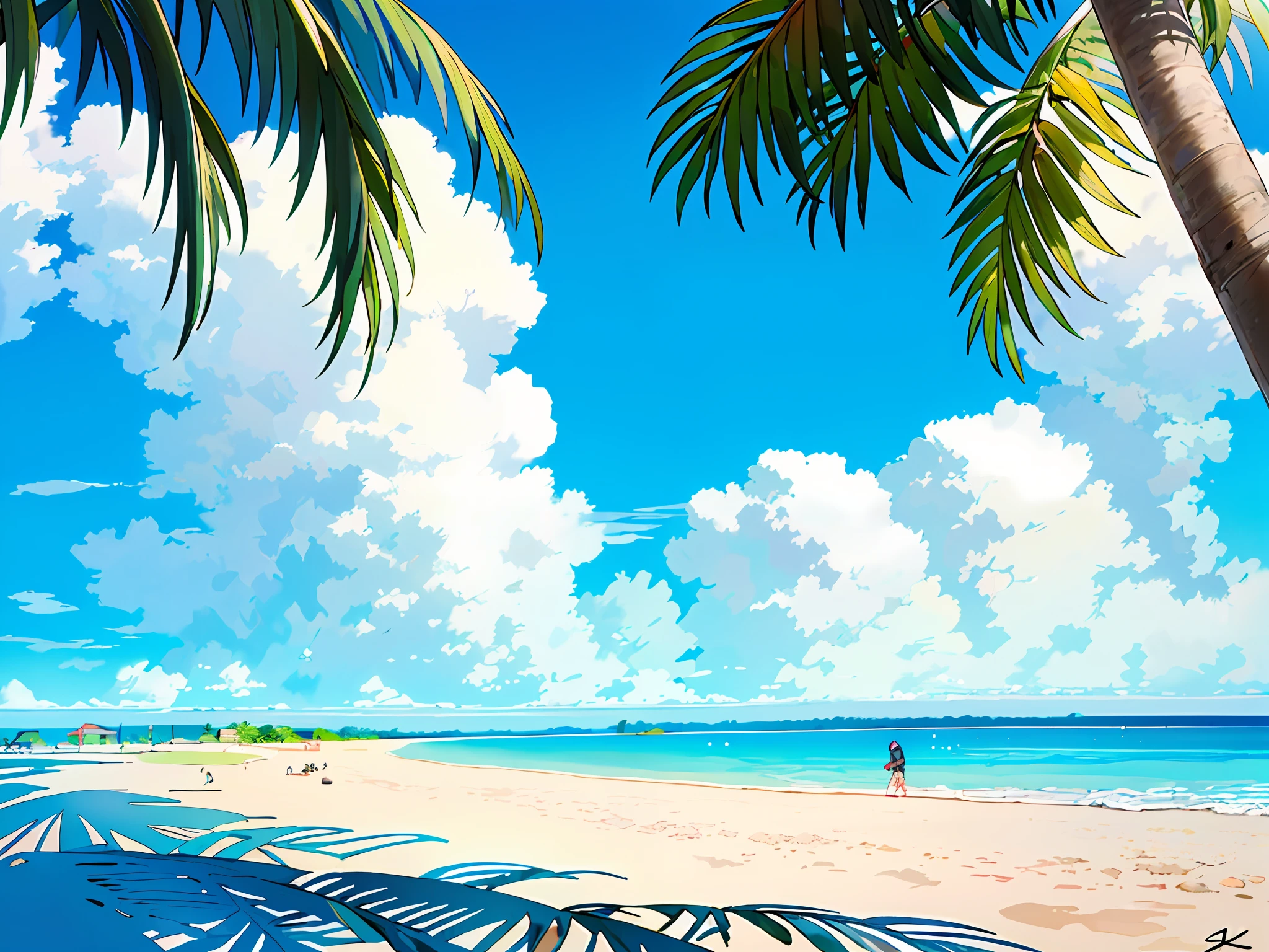 (4K, best quality, masterpiece:1.2),blue sky, cloud,sunny,summer ,beach,seaside, Cancun Mexico,