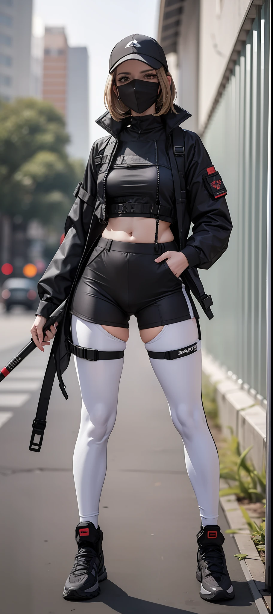 Menina,Techwear, corpo inteiro, ultra detalhado