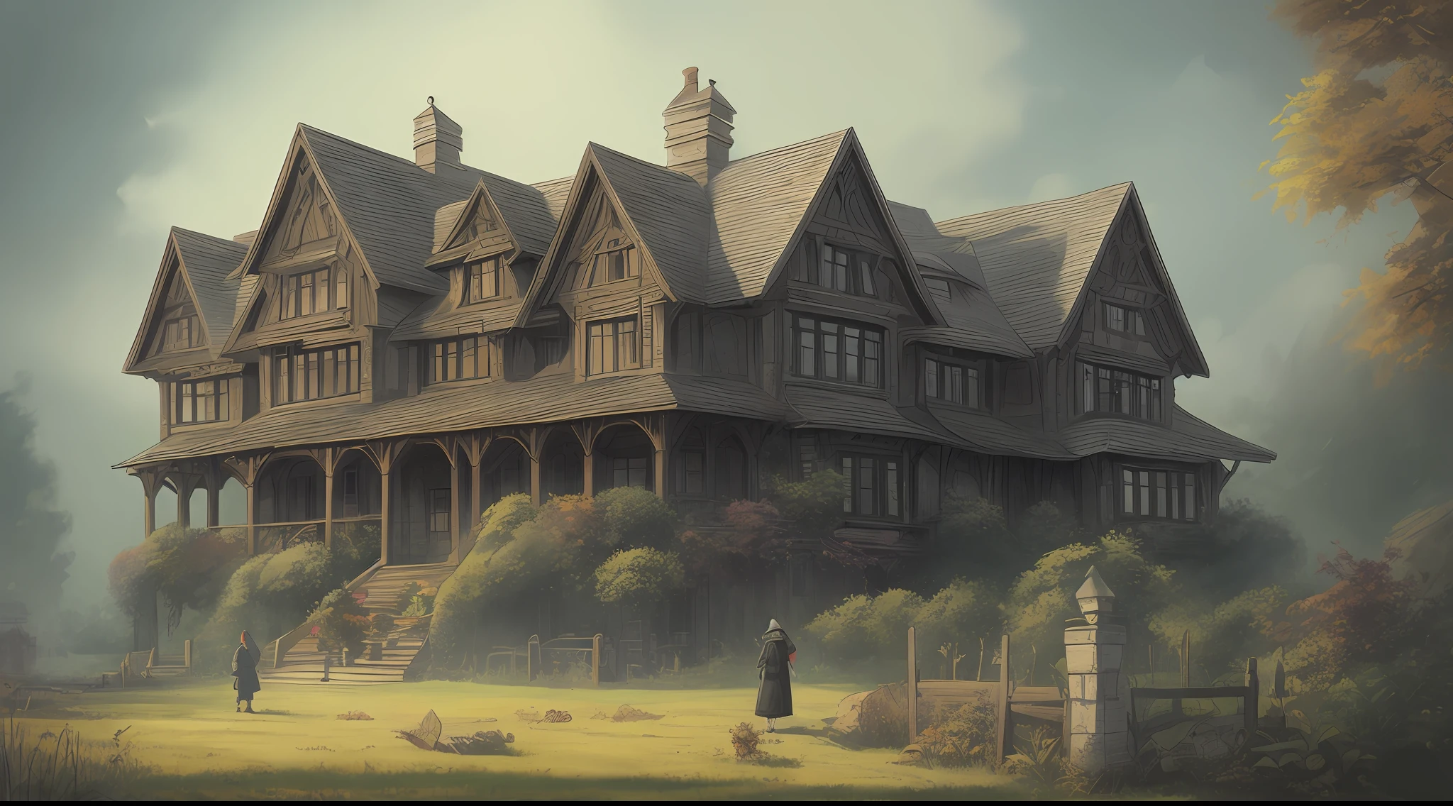 The Whispering Manor, illustartion, tmasterpiece, 4k, tultra-detail, 真实感