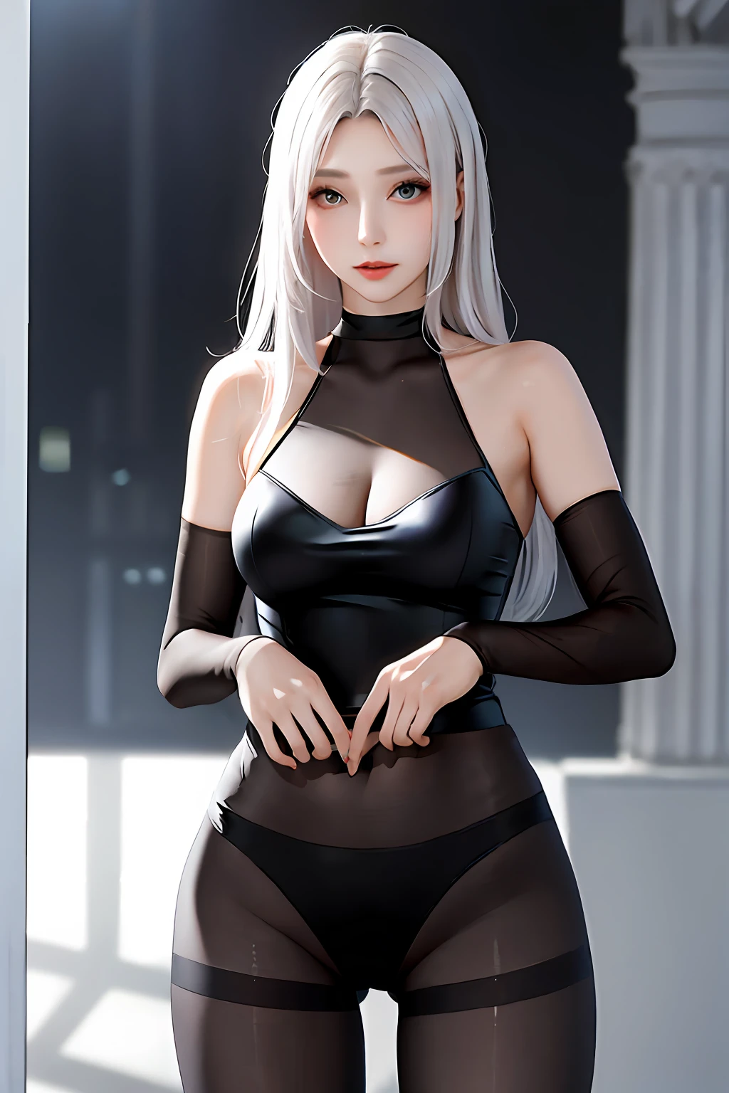 A transparent beauty in a pure lustful tights