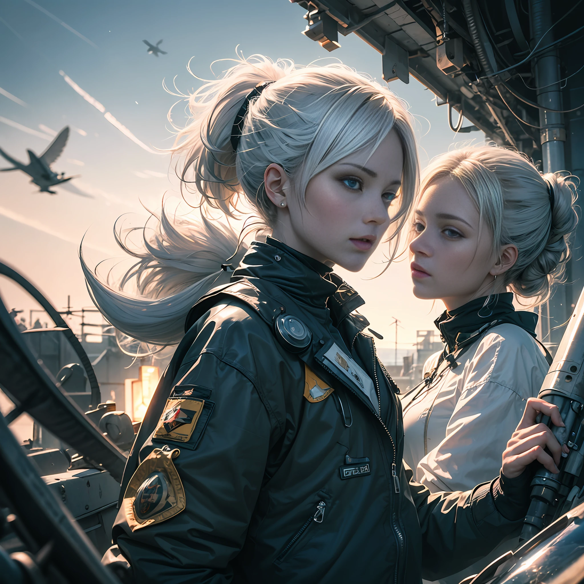 White hair,Single ponytail，Tail unfolded, Ray tracing, High detail, 8K, Super detail, Super detail, Best quality, A high resolution, High details, hyper HD --auto