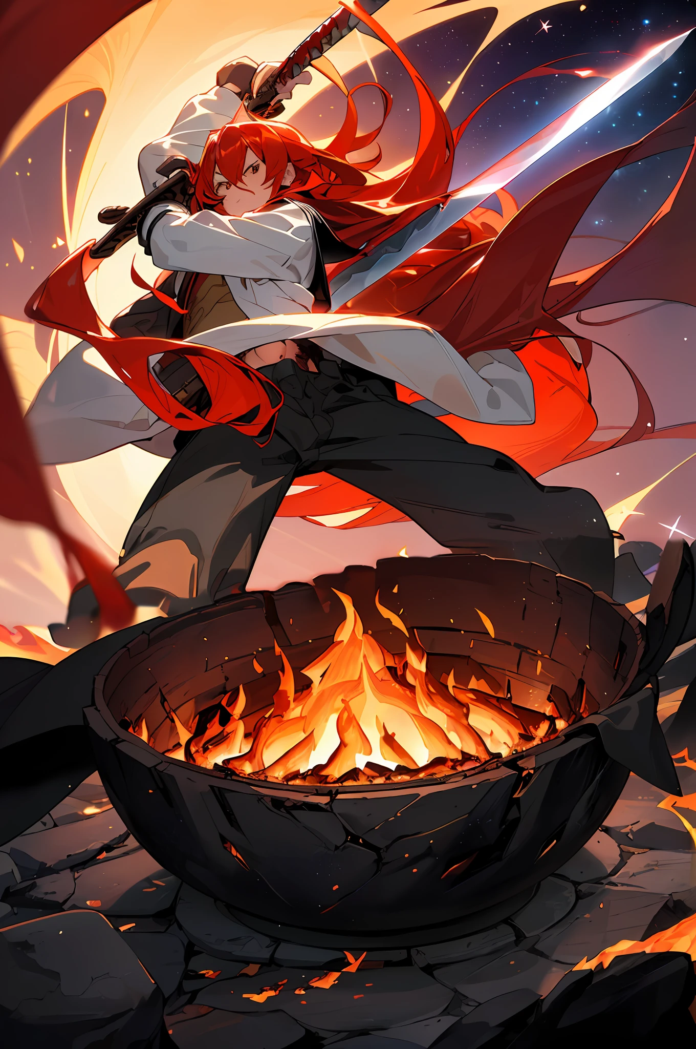 (fiery flames),(A blazing flame),(The flames spread),(flaming breath),(A flame of spirit),(Red-hot flames),(Dancing fire),(Blazing flames),(A raging fire),(Fire-colored orange light),(Burning),(Burning plains),(smoke-filled,Fire light reflected everywhere),(Flames gushed,The stone walls melt and melt),(Firelight panorama,Looking back and smiling)
