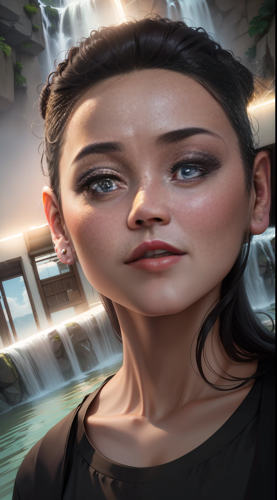 keep my face as it is just change the background into waterfalls with 8k resolution and also clear image --auto