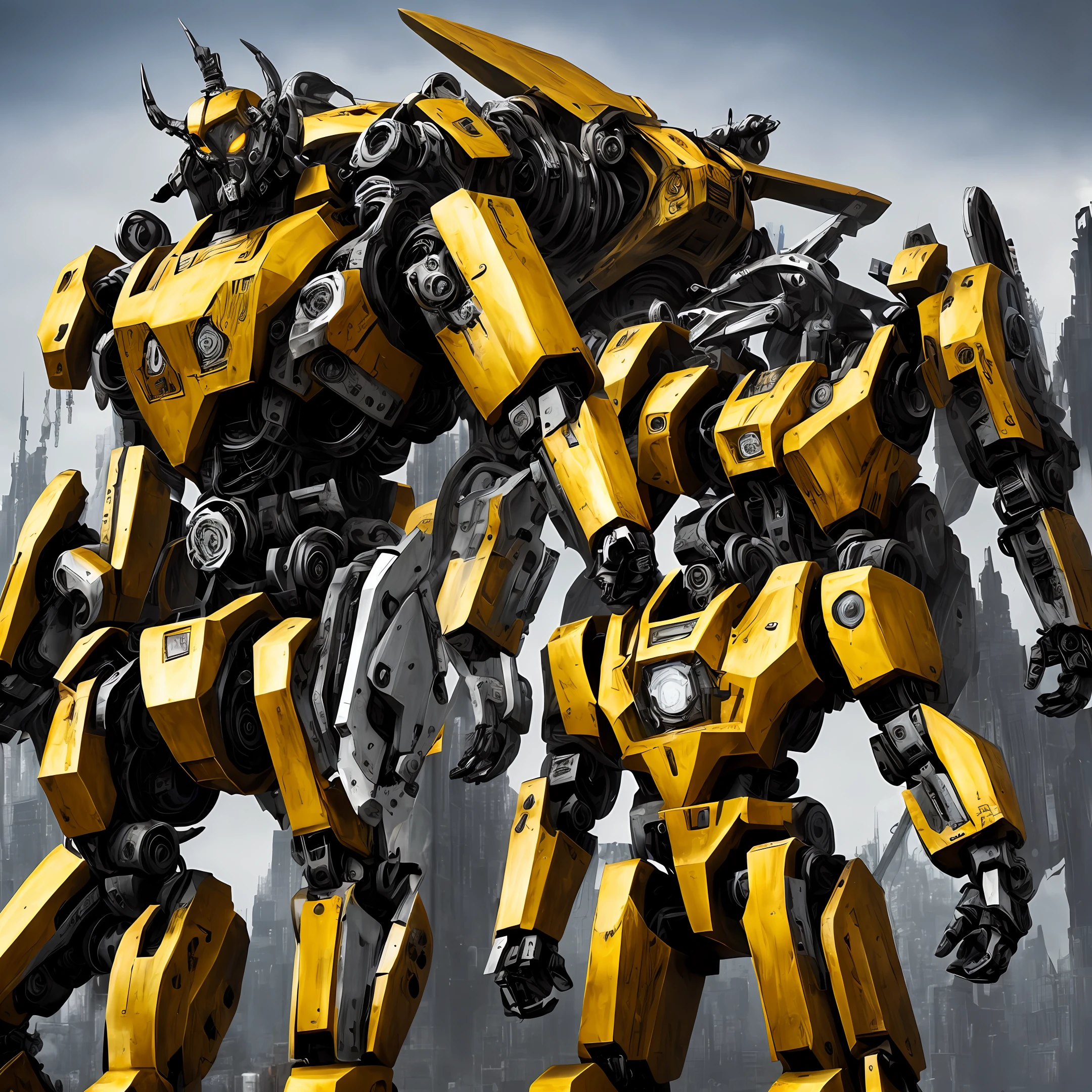 mechs,human - shaped,red colour,golden colored,black in color,overbearing,Handsome,metals