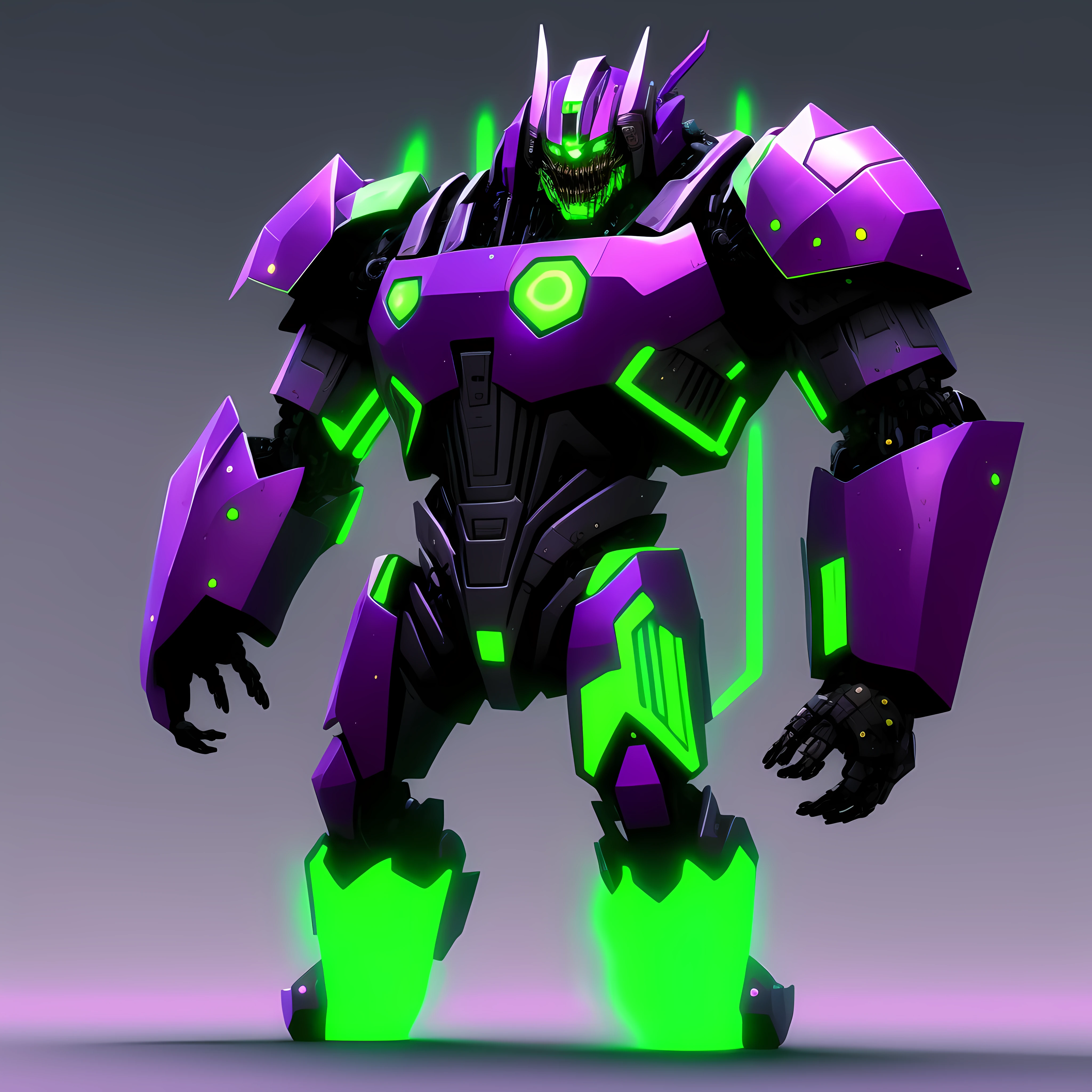 a person with a black and green costume, purple glowing core in armor, intricate glowing mecha armor, corrupted armor, demon armor, cybertron armor, sleek glowing armor, nightmare render, detailed cybertron, 3d render character art 8k, cybertron infested art, dark soul armor concept, clothed in ethereal battle armor, galaxy/planet background