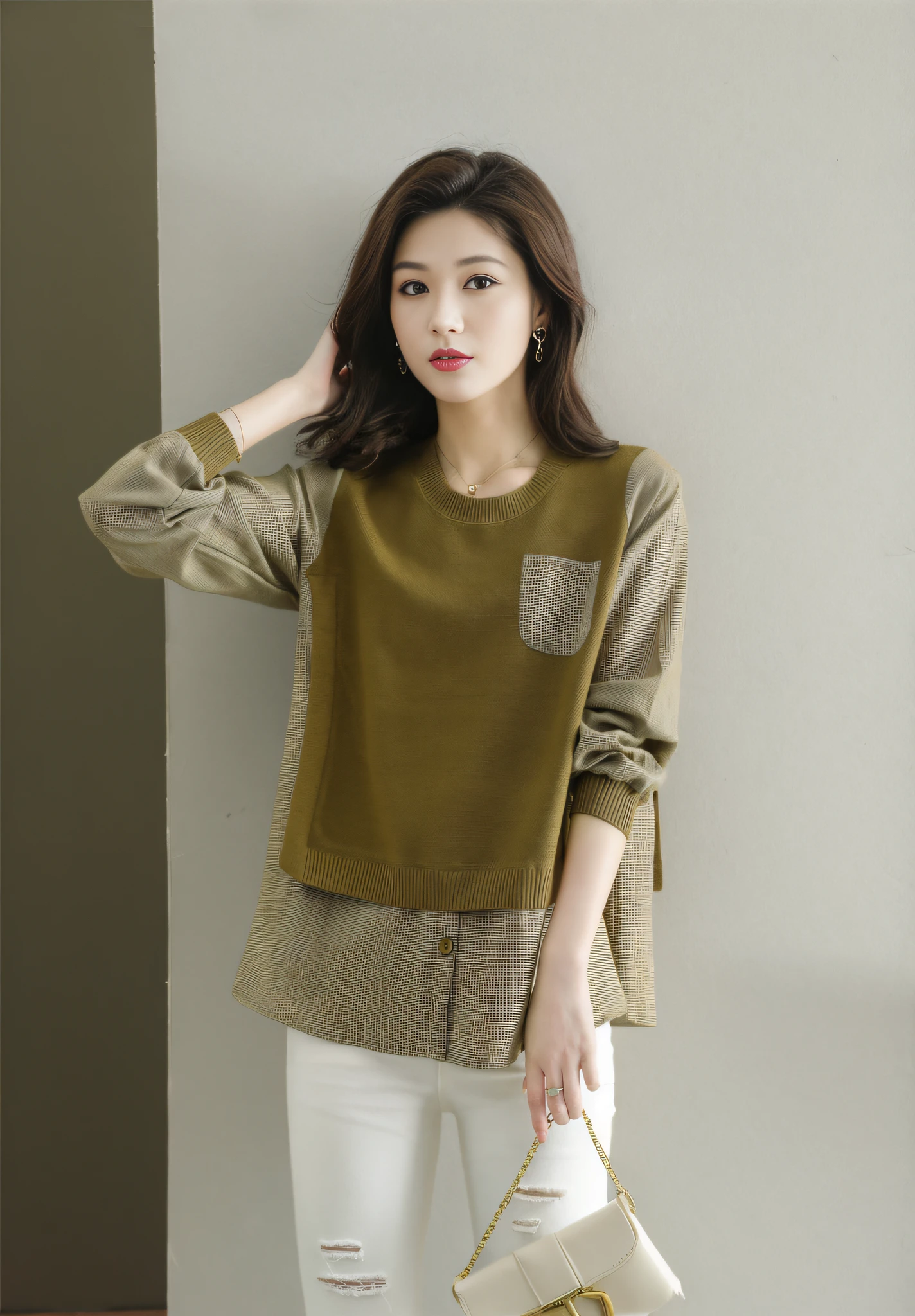 8K,Thirty Years Female,Temperament,Korean model,Fine fine skin,highly detailed,Digital photography,surrealism painting,big breasts beautiful(tmasterpiece,Sideslit,Fine beautiful eyes:1.2),prette,high qulity,Original Drawing,Realistic details of skin,cabelos preto e longos,Natural light and shadow,sharp fokus,Ultra-fine face,photo-realistic,standing on your feet,High details,cinmatic lighting,hyper HD,Anatomical correct,best qualtiy,fashionable attire,Official Product Pictures,product introduction photos,