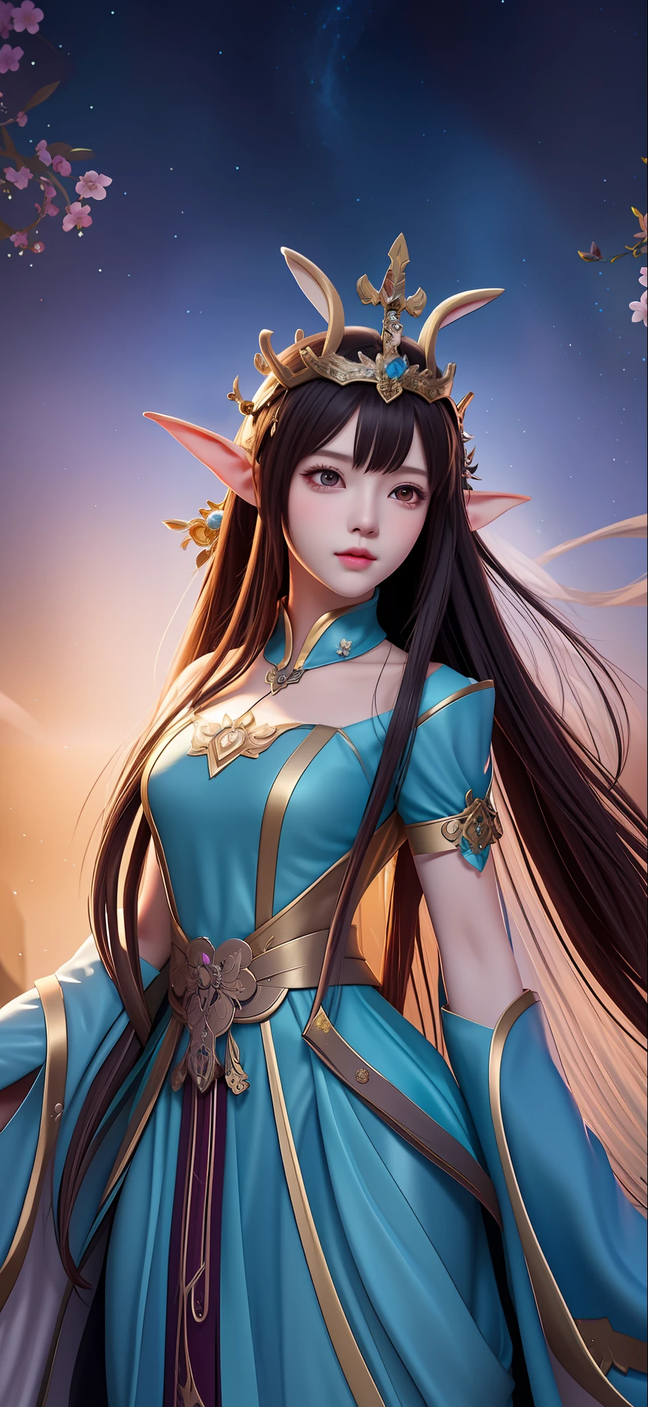 Close-up of a long-haired woman in a rabbit costume, 2. 5 D CGI anime fantasy artwork, ((a beautiful fantasy empress)), Smooth anime CG art, a beautiful fantasy empress, digital fantasy art ), 8K high quality detailed art, beautiful and elegant elf queen, Zhang Jingna, Fantasy Woman, Fantasy art style, Epic fantasy art style HD