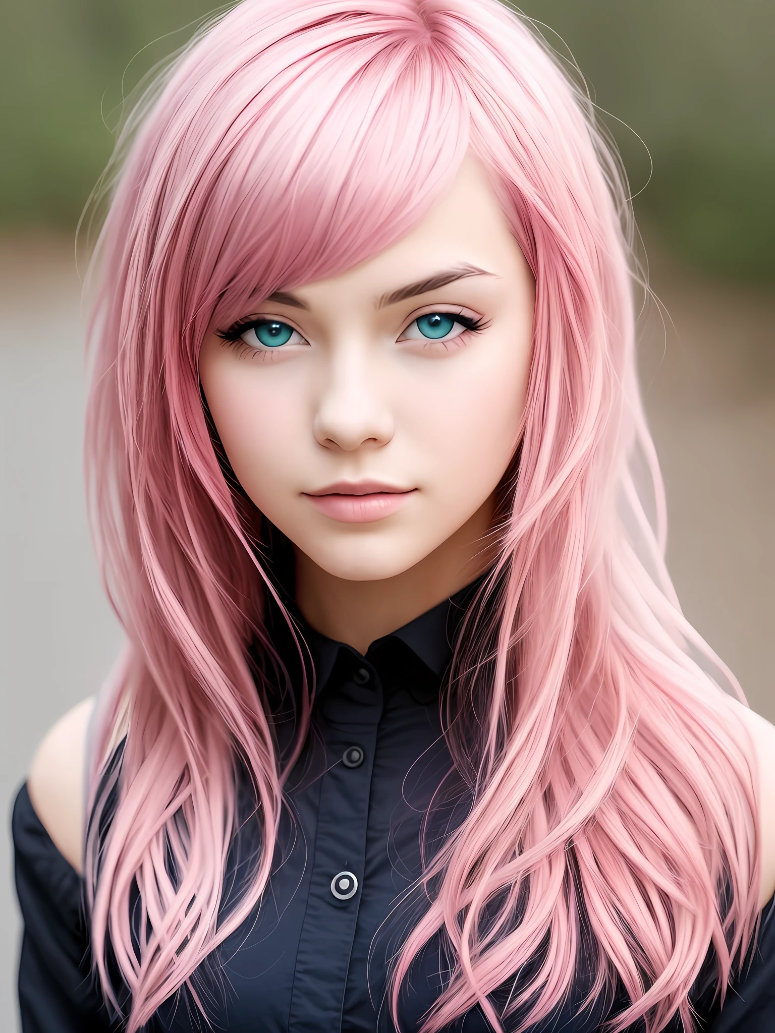 Girl half pink hair
