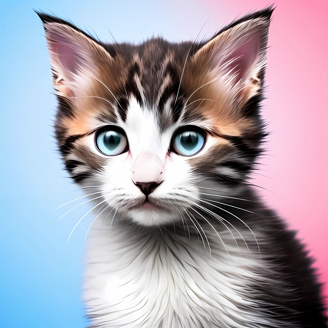 Cute kitten,Pearlescent and dazzling,Cloud background,head portrait