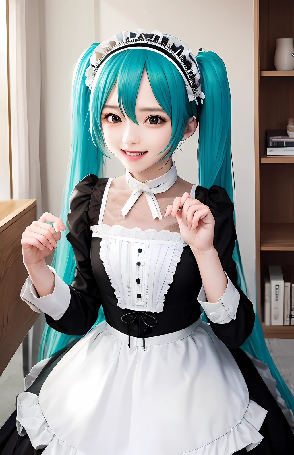 Hatsune Miku live-action version，the maid outfit，tmasterpiece，Highest image quality