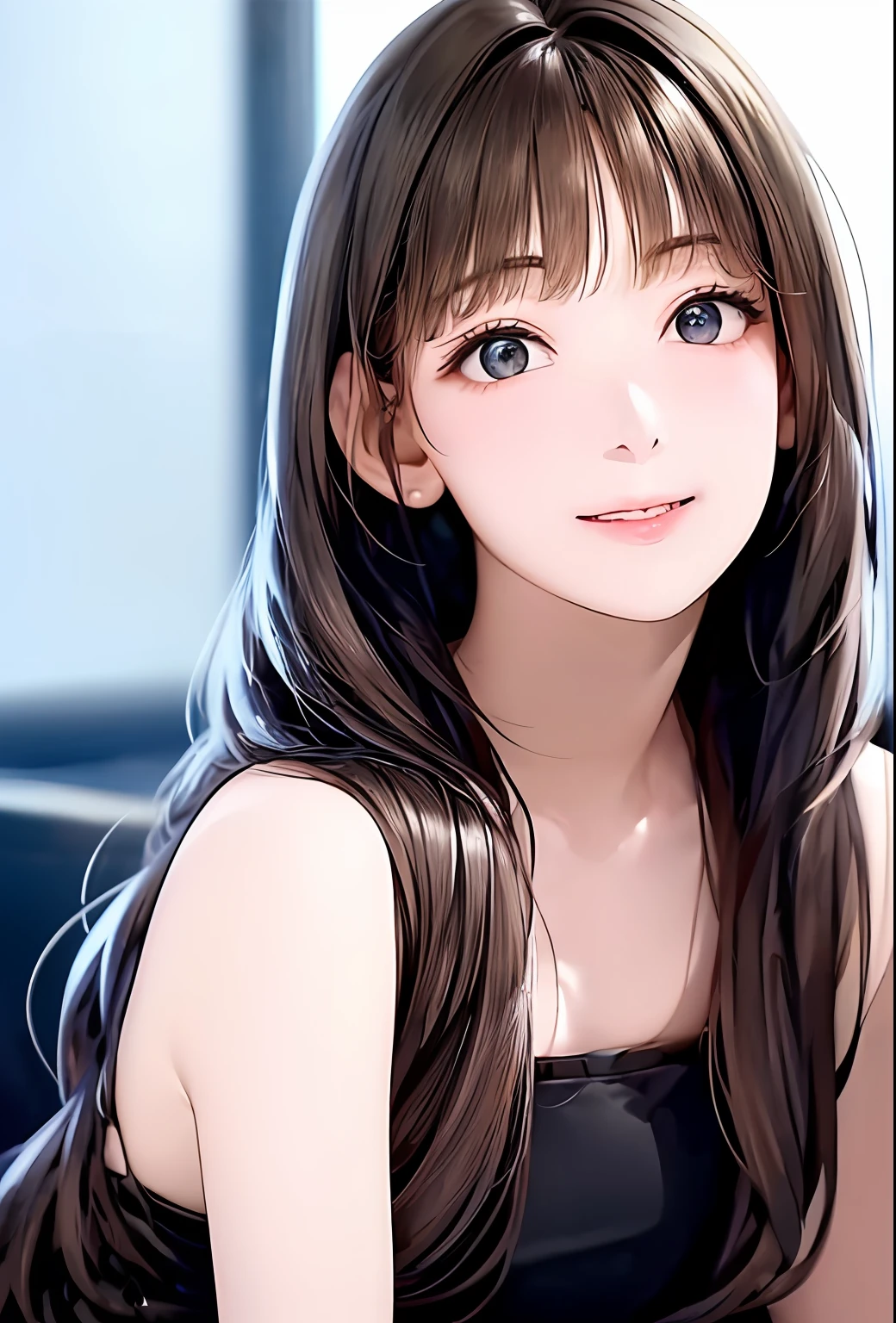 (in 8K、top-quality、masterpiece:1.2)、(realisitic、Photorealsitic:1.37)、高精細CG統合8K壁紙、(HQ Skin:1.8、shiny skins)、8KUHD、Digital SLR、Soft lighting、hightquality、Film grain、FujifilmXT3(Professional Writing:1.6)、ultra-detailliert、 1 人、cute little、独奏、mid night、Beautiful detailed sky、Detailed Cafe、sitting on、date、(Nasal blush)、 (smile1.15)、(Keep your mouth shut)small tits、beautiful tbig eyes、Floating Hair NovaFrogStyle、