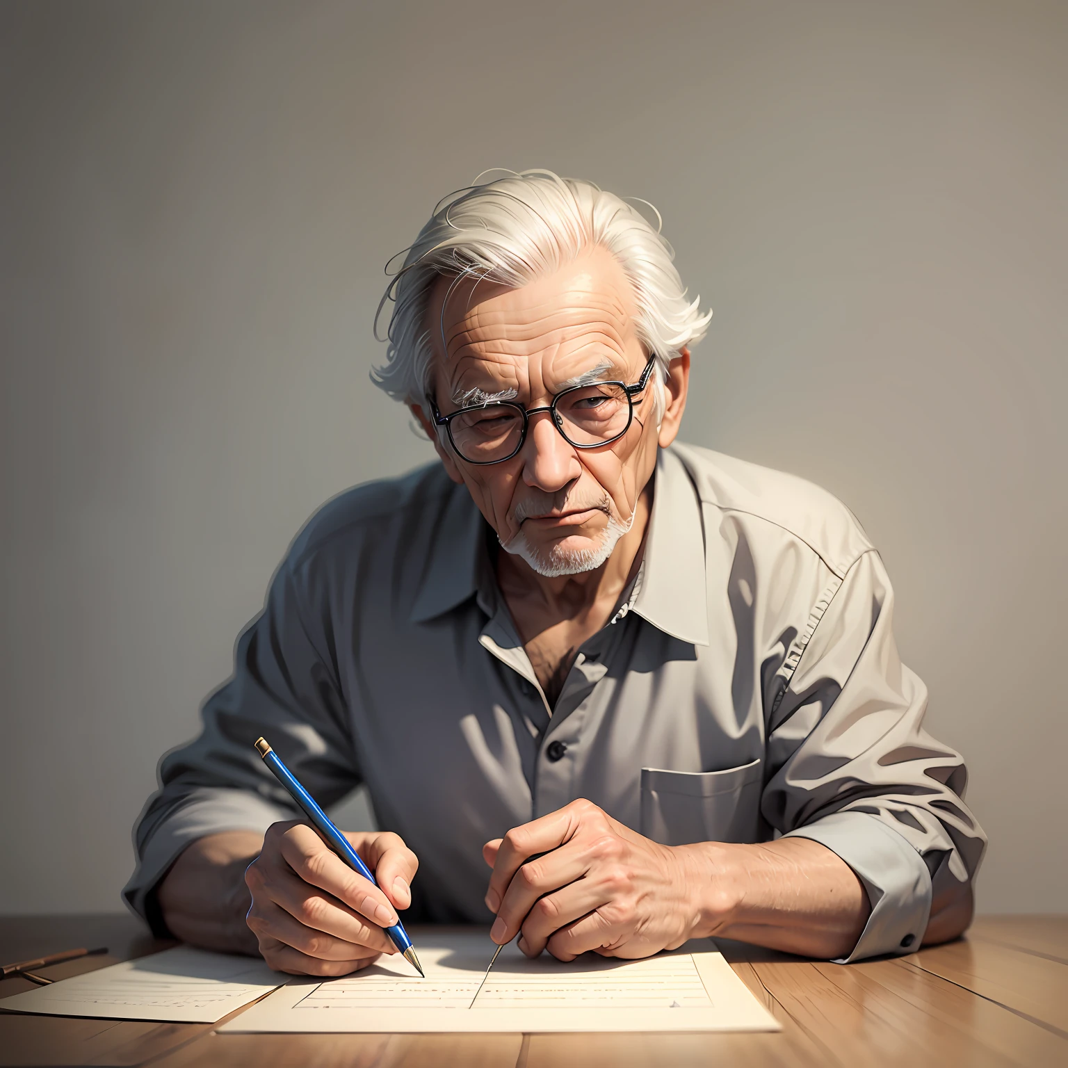 old man, 80 years old, gray hair, prescription glasses --auto