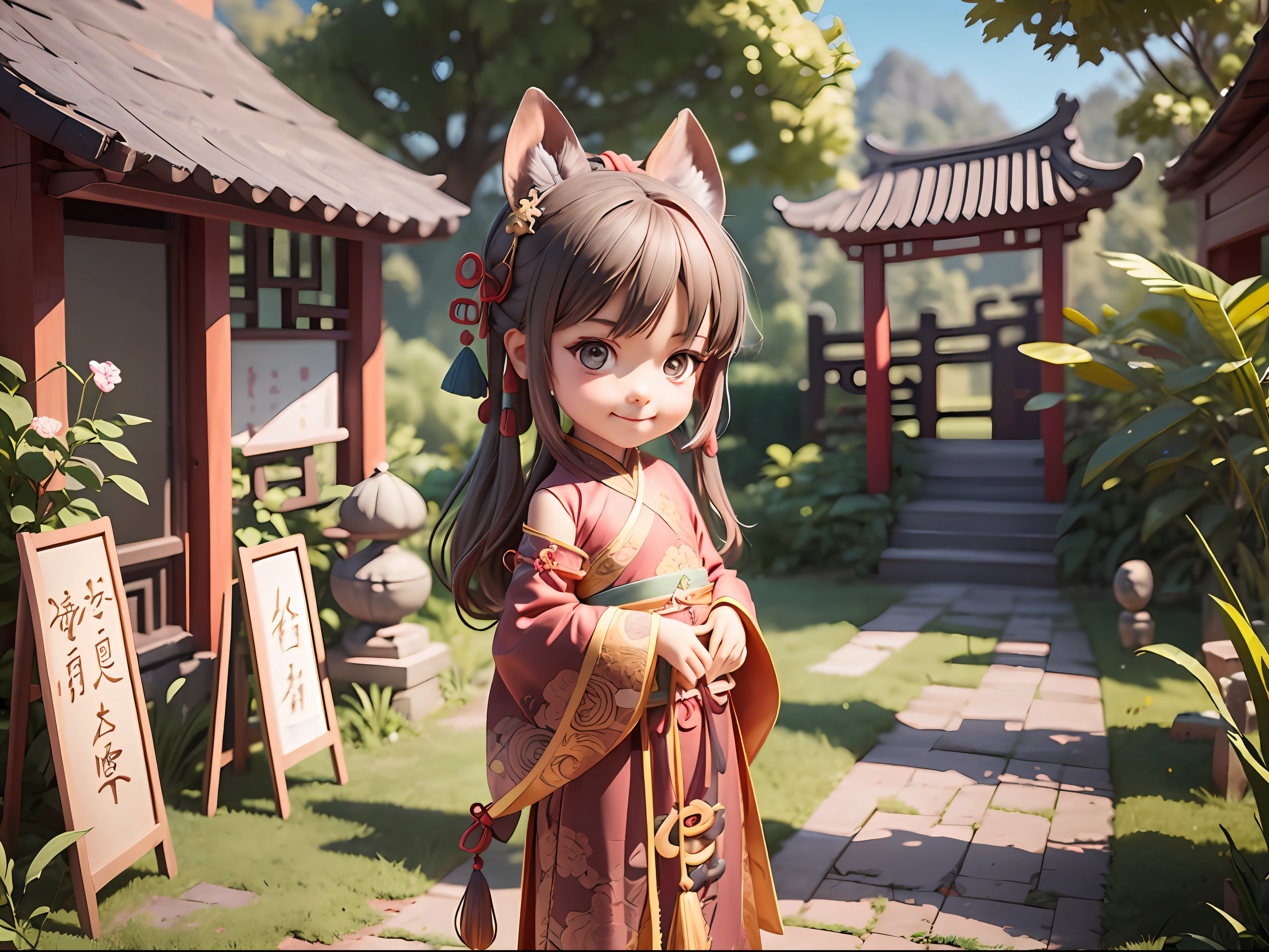 A little girl,pervert smirk,foolish,Ancient Chinese style,art stations, ................CGI_Animate