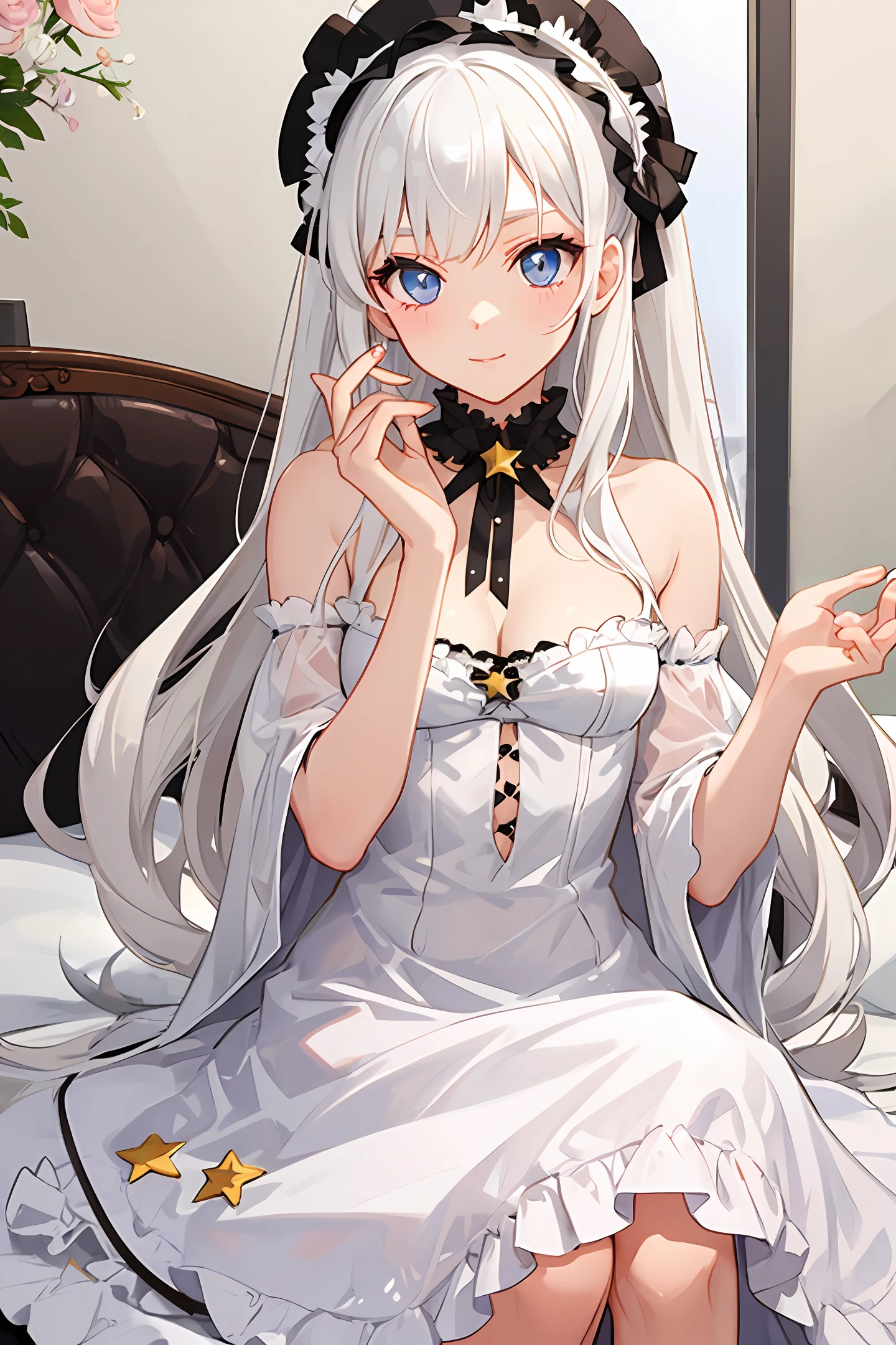 White hair，Star Eyes，ta prostitute，Animate，