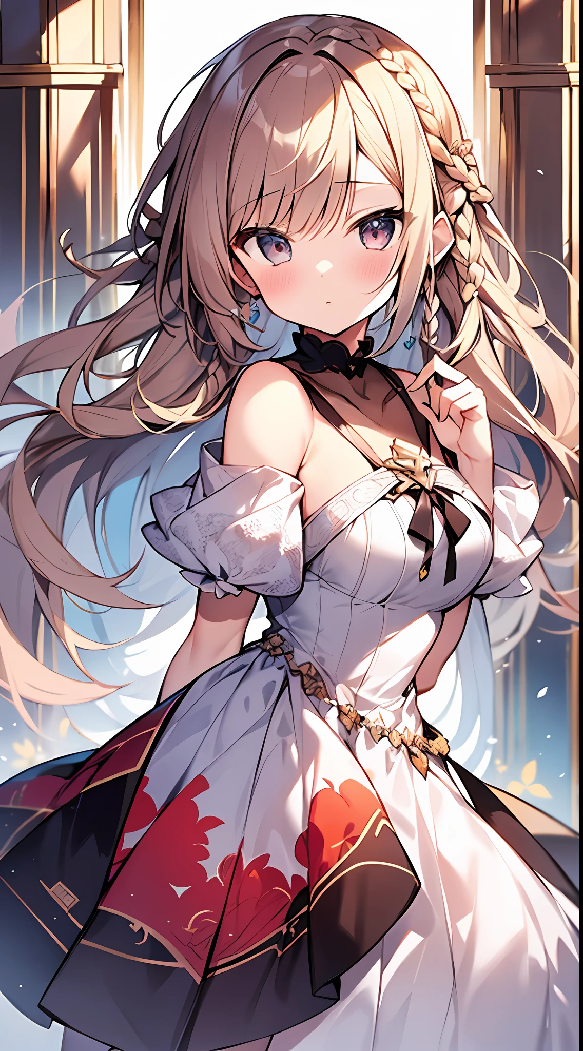(incredibly absurdres absolutely resolution: 1.5), highest quality, masterpiece, ultra high resolution, 8k, (multiple girls), (gorgeous dresses with many gorgeous and colorful decorations) BREAK shoujo manga style, (loli), soft line drawing, digital enhancement, shojo manga touch, environmental change scenes, shojo manga core, ( Hair length to the shoulders))), (((short braid))), ancient capital of the West, full body visible angle, entangle, beautiful and aesthetic: 1.5, High quality: 1.3