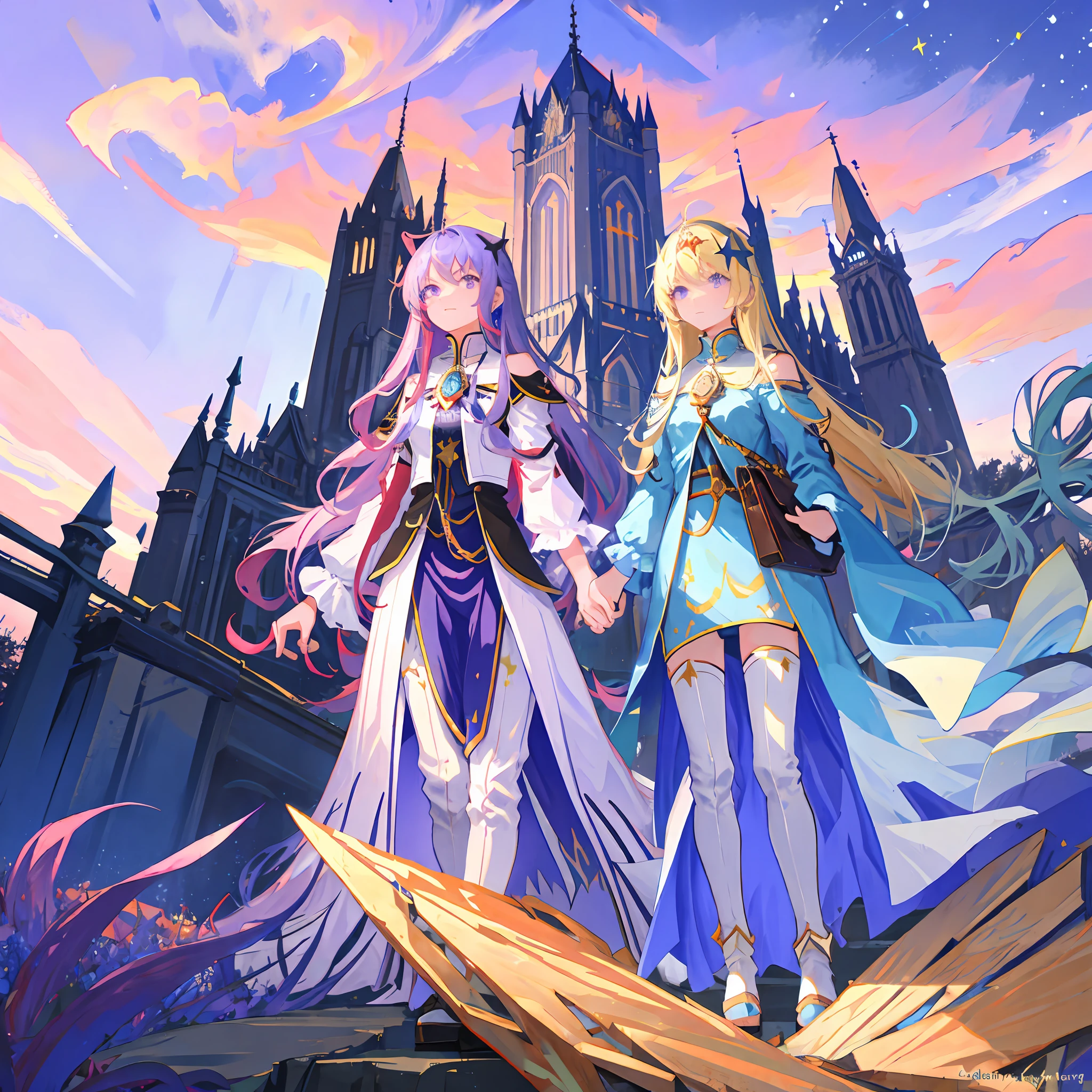 towers of god, blue towers, violet, blue, red, god, red sky, violet sky, starry sky, stars, starry towers, starry god, light blue, civilization, order