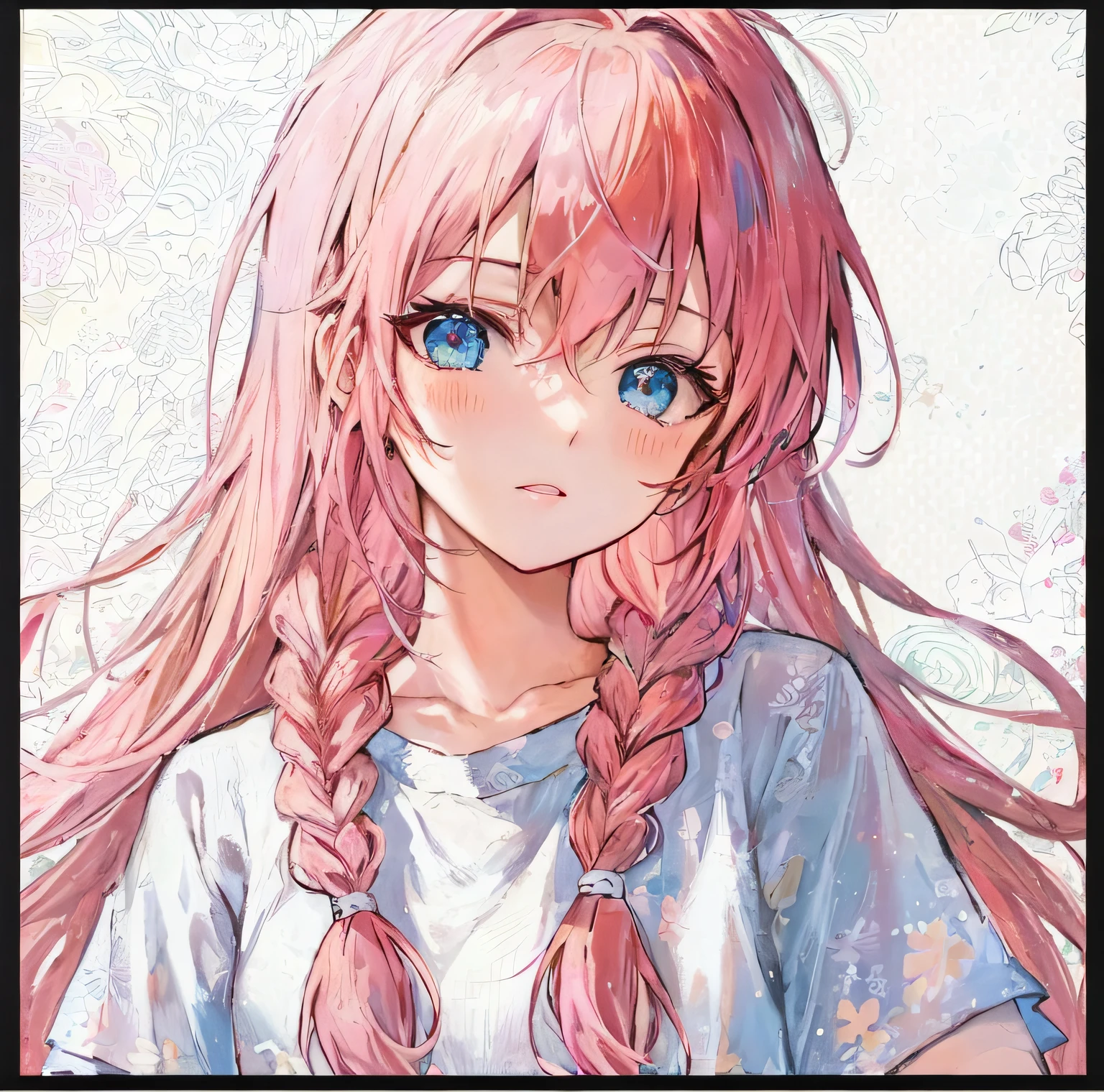 Anime girl with pink hair and blue eyes with long braids, (Anime girl), anime best girl, pretty anime girl, Realistic young anime girl, Cute anime girl, cute anime girl portraits, extremely cute anime girl face, up of young anime girl, realistic anime artstyle, pink twintail hair and cyan eyes, Anime girl with long hair, anime moe art style, Anime girl