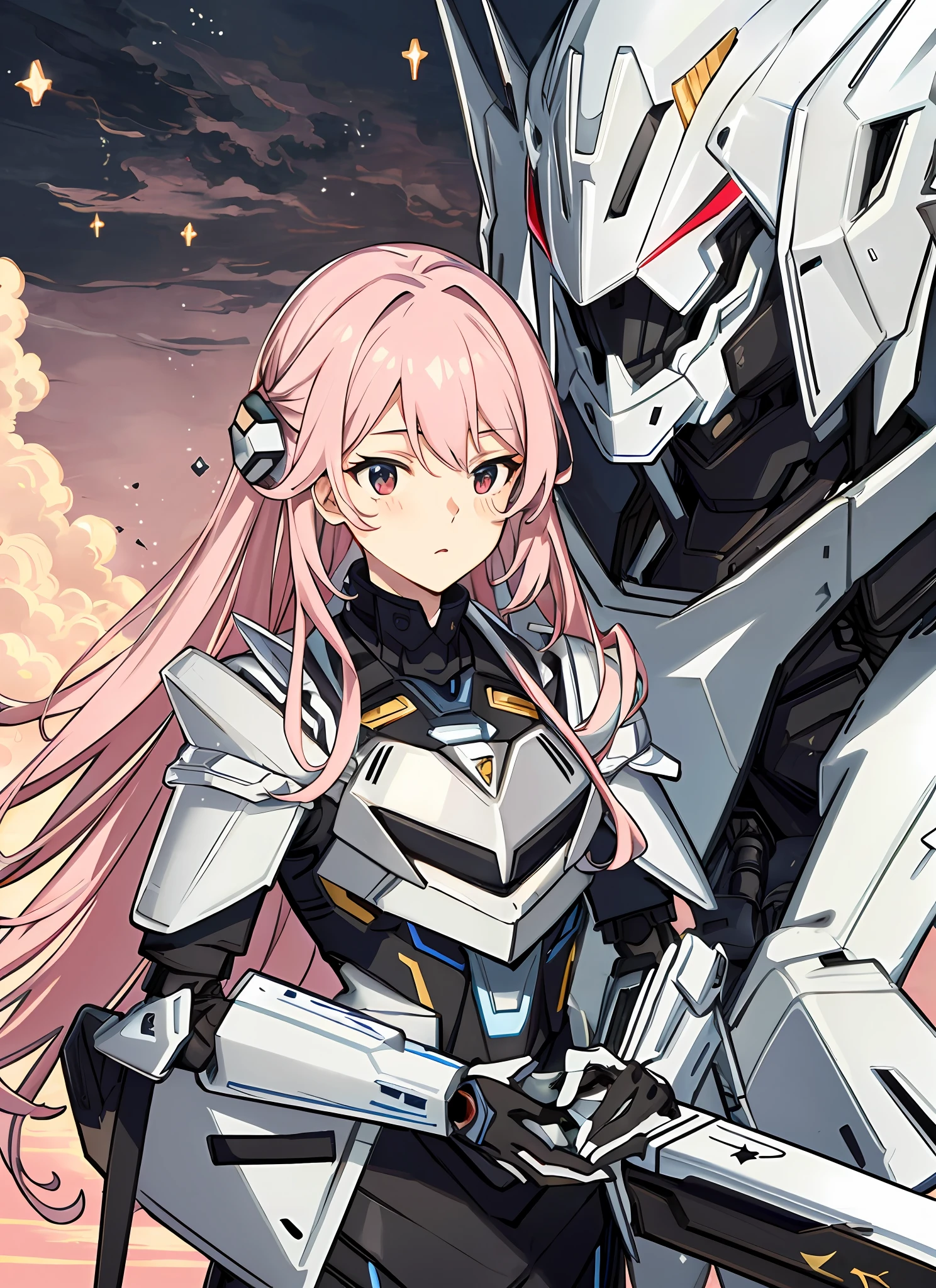 Anime - Mecha Aesthetics - Modern Mecha Anime - Girl in Mecha Network Armor,mechanized valkyrie,ethereal and mecha theme,ferra white mecha,cool mecha style,female mecha。(Best anime 4k wallpapers,The sword,scribbles,flight,Combat and character traits can be added according to the specific situation)