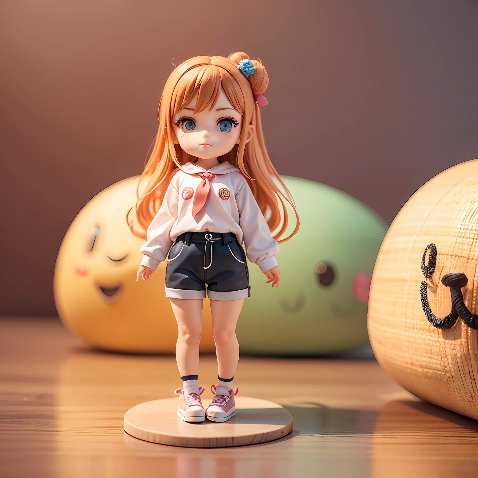 Super cute girl full body 3D drawing，adolable，Pop Mart blind box