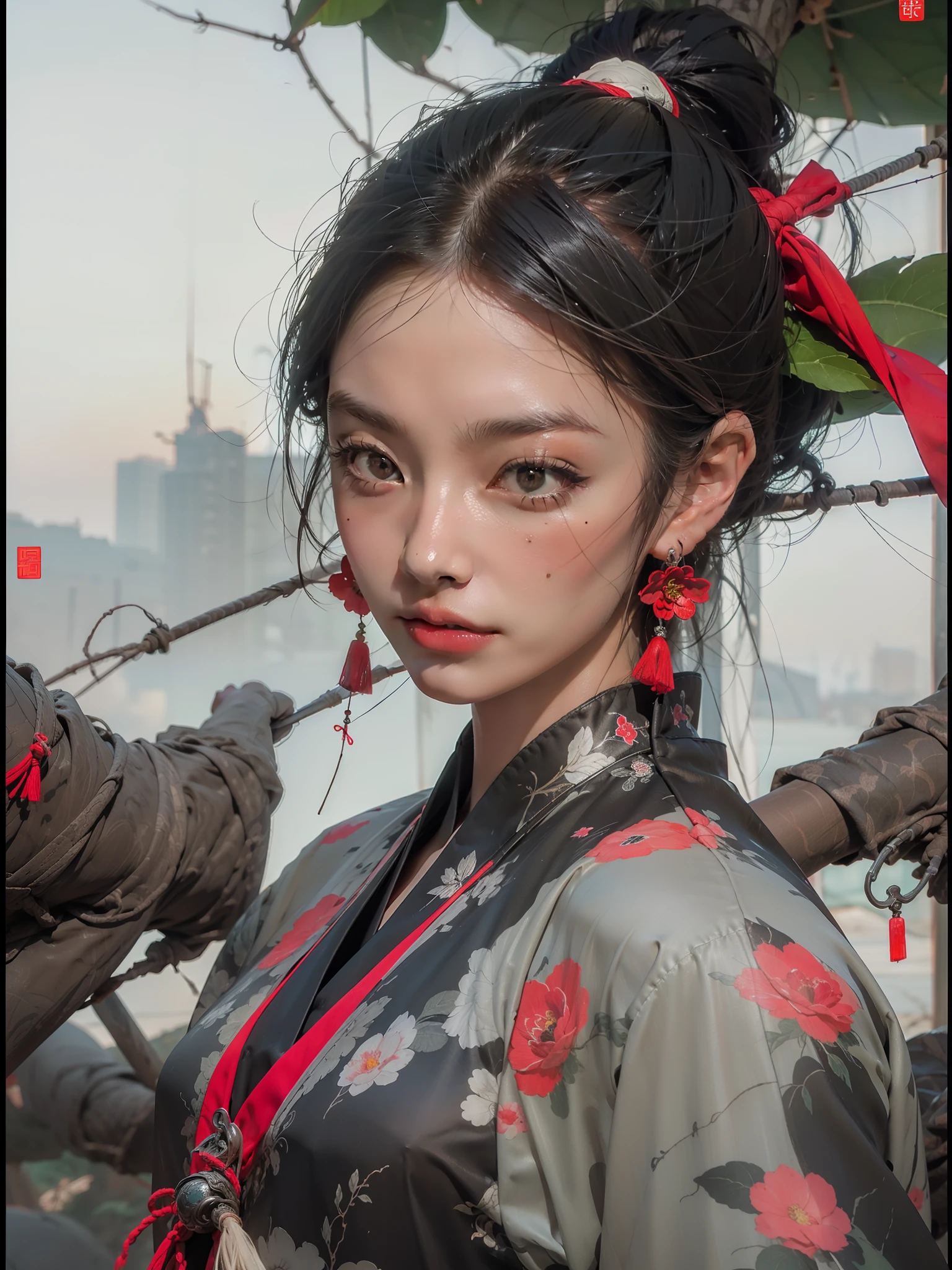 Chinese Taoist female samurai，face repair，Eye repair，Ultra clear 4K，