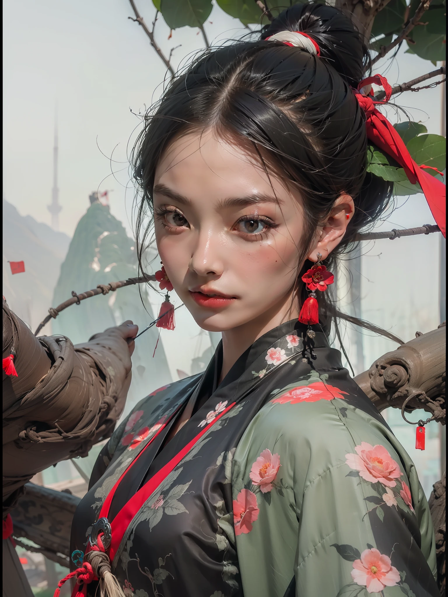 Chinese Taoist female samurai，face repair，Eye repair，Ultra clear 4K，