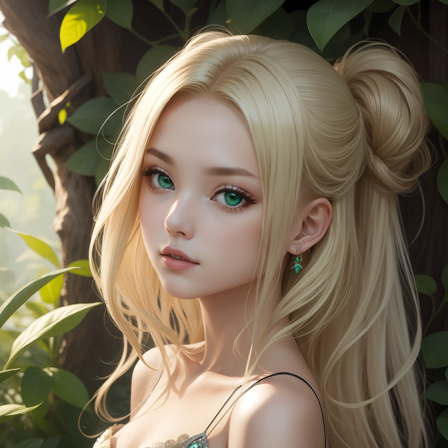 (masterpiece)8K分辨率、top-quality、queen of the fairies、platinum-blonde-hair、Green eyes、Hazel Eyes、fantasy-inspired