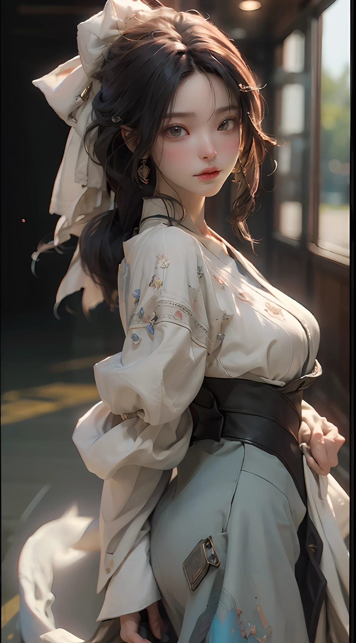 ((best qualtiy)), ((tmasterpiece)), (the detail:1.4), 3D, A beautiful antique female figure,HDR（HighDynamicRange）,Ray traching,NVIDIA RTX,Super-Resolution,Unreal 5,Subsurface scattering、PBR Texture、post-proces、Anisotropy Filtering、depth of fields、maximum definition and sharpness、Many-Layer Textures、Albedo e mapas Speculares、Surface Coloring、Accurate simulation of light-material interactions、perfectly proportions、Octane Render、Two-colored light、largeaperture、Low ISO、White balance、the rule of thirds、8K RAW、