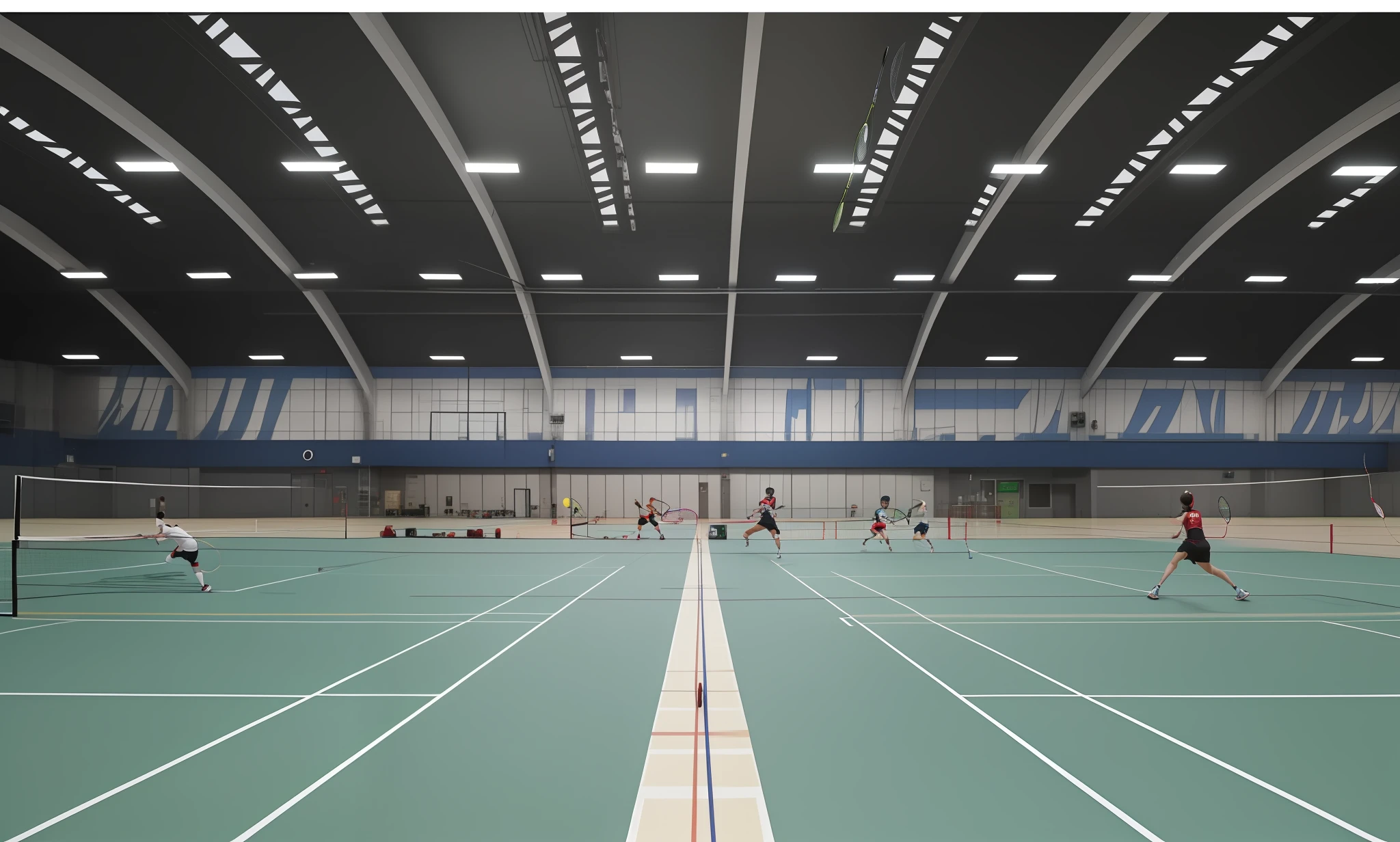 Humans play badminton