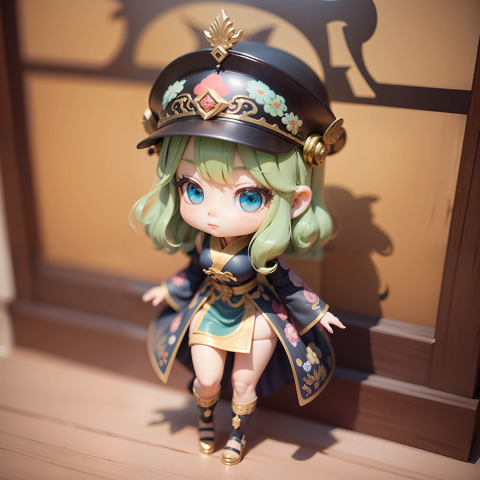 Super cute girl full body 3D drawing，adolable，（（Pop Mart Blind Box）） ，dunhuang，Palace Museum，offcial dress，the Tang Dynasty，high qulity!!!,full-color，handpainted