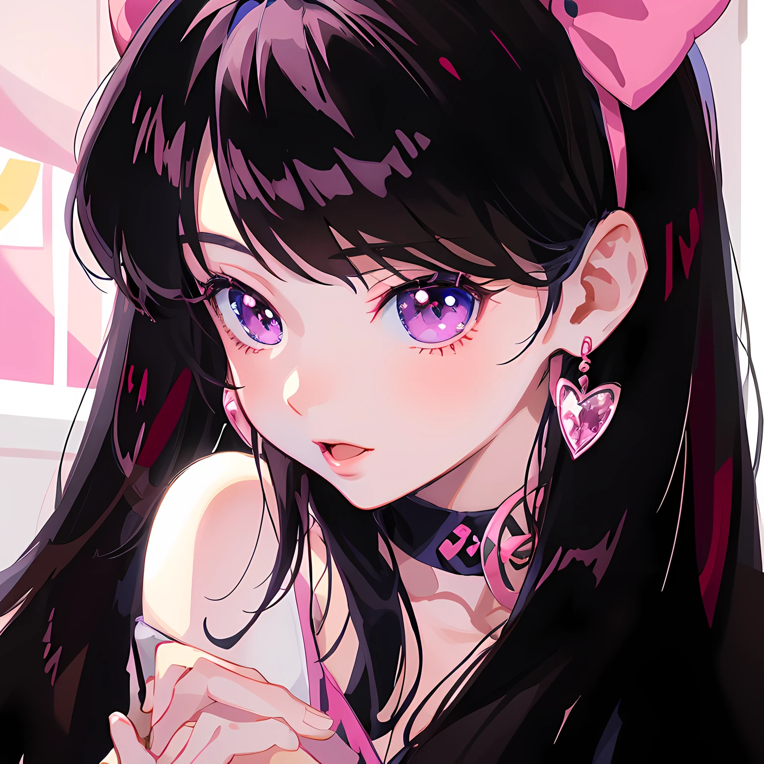 Anime girl with long black hair in pink dress and pink bow, Beautiful anime style, Beautiful anime girl, pretty anime girl, Cute anime girl, Anime girl, Guviz-style artwork, High Quality Anime Art Style, Digital anime illustration, a beautiful anime portrait, seductive anime girls, detailed portrait of an anime girl, attractive anime girls, Anime style portrait