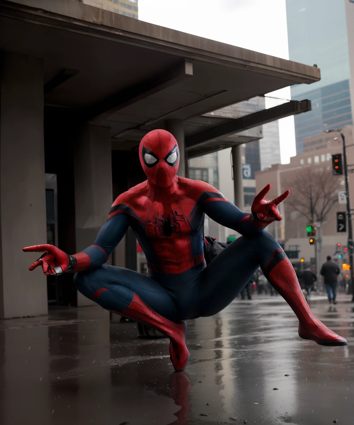 Spider-man, navio pirata, Nova York, chuva de granizo, capacete de gato