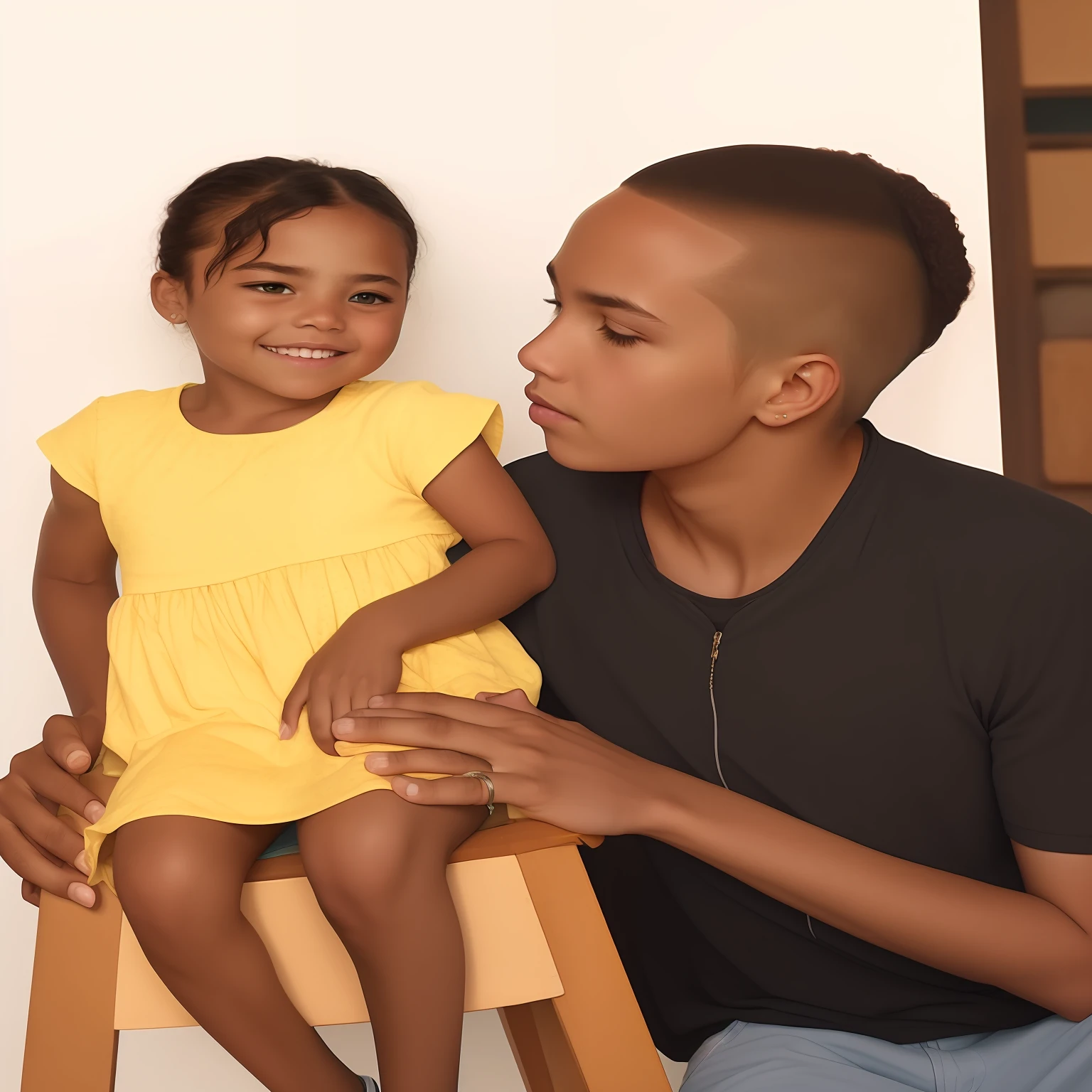 There is a man and a girl sitting in a chair, with a kid, pai com filho, por Ingrida Juniper, Directed by: Willian Murai, foto aprimorada, feature, Directed by: Sam Dillemans, editing, visual deslumbrante, por Ella Guru, Directed by: Daniel Lieske, fami, Directed by: Hannah Tompkins, childrens, Directed by: Terese Nielsen, Full Resolution