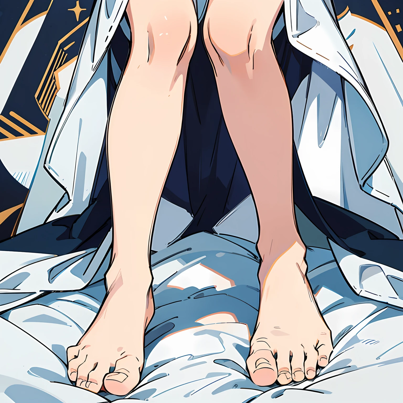 Only the lower body is exposed,Bare legged,Jirou legs,Close-up of feet,without wearing shoes,Face the camera with your toes