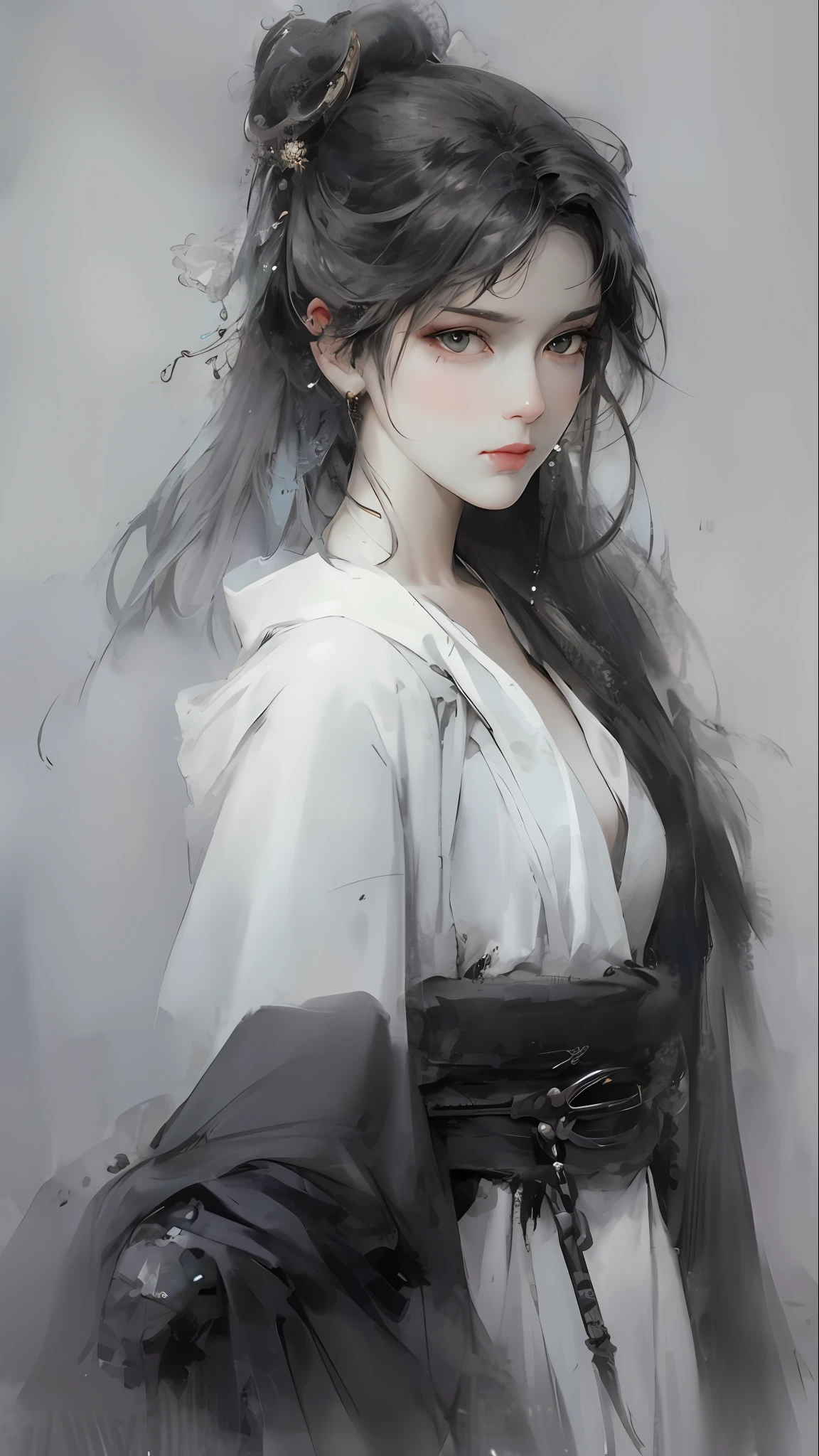 a close up of a woman with white hair and a white mask, beautiful character painting, guweiz, artwork in the style of guweiz, white haired deity, by Yang J, epic exquisite character art, stunning character art, by Fan Qi, by Wuzhun Shifan, guweiz on pixiv artstation