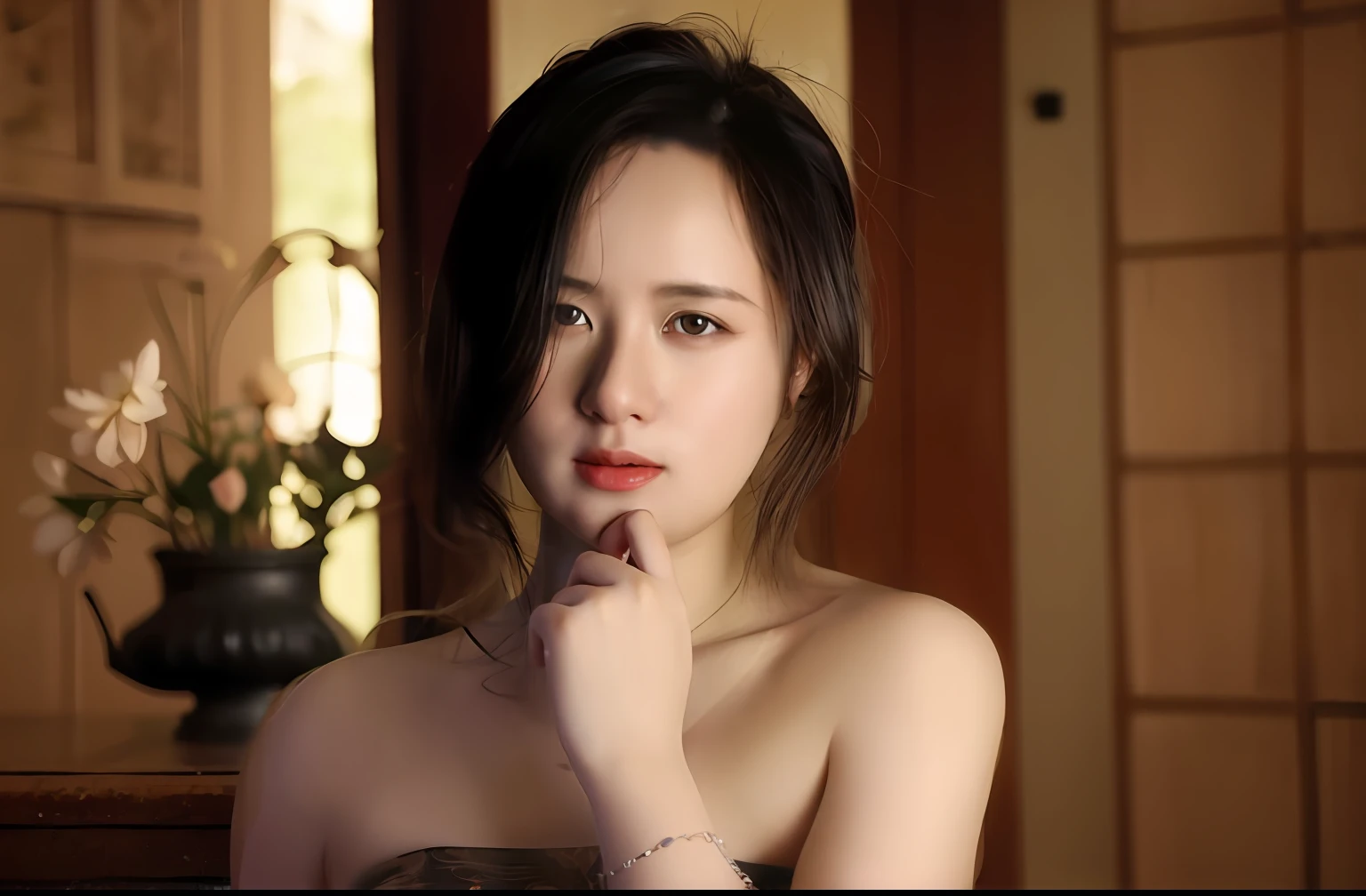 Change the background,The ancient style has a courtly atmosphere,Under the hazy light,Alpine verdant,Xiaolou Cuizhu,Lotus reflects water,Water grass lotus。Gave me a sense of tranquility and history。