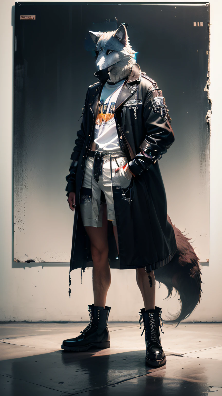 Wolf head,Standing wolf,Off-white