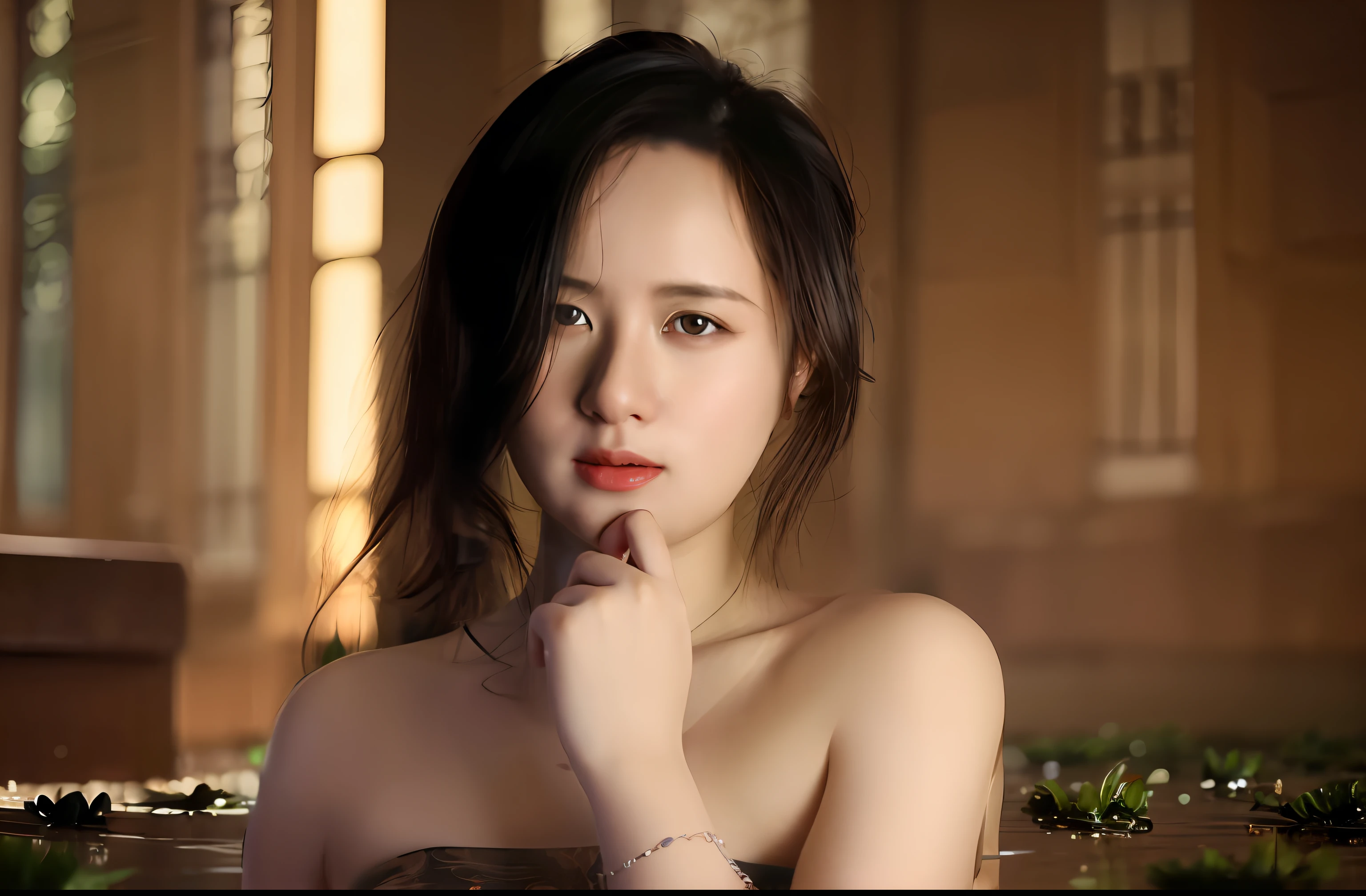 Change the background,The ancient style has a courtly atmosphere,Under the hazy light,Alpine verdant,Xiaolou Cuizhu,Lotus reflects water,Water grass lotus。Gave me a sense of tranquility and history。