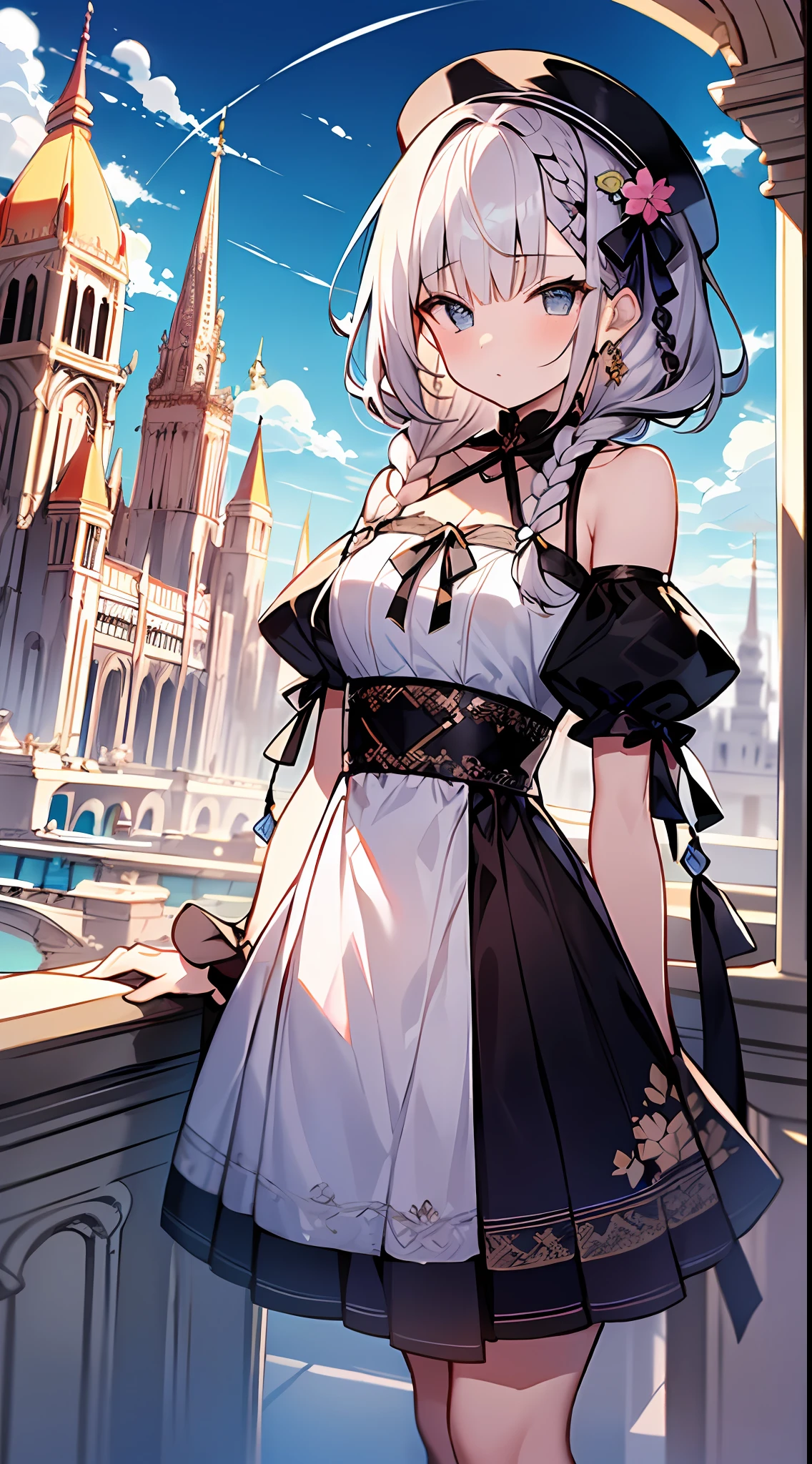 (incredibly absurdres absolutely resolution: 1.5), highest quality, masterpiece, ultra high resolution, 8k, (multiple girls), (gorgeous dresses with many gorgeous and colorful decorations) BREAK shoujo manga style, (loli), soft line drawing, digital enhancement, shojo manga touch, environmental change scenes, shojo manga core, ( Hair length to the shoulders))), (((short braid))), ancient capital of the West, full body visible angle, entangle, beautiful and aesthetic: 1.5, High quality: 1.3