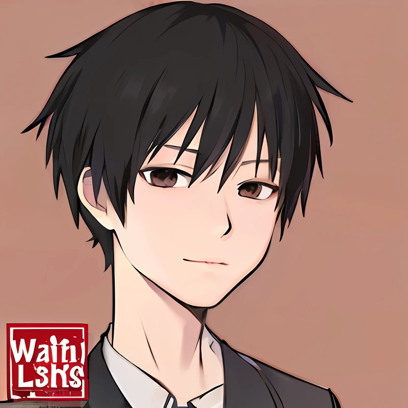 Cartoon image of a man with black hair and black eyes,largeeyes,ssmile, wataru kajika, (yoshinari yoh+Toshihisa Okumura:1.3+hijikata toushirou+makoto kano+iwakura lain+tanaka suguru:0.9+Masanobu Okumura:0.9), Strong sense of light and shadow,Rich colors, Character traits, Dignified, humor,atmospurate, ellegance, (cartoonish style:1.3+Illustration style:0.8+vintagestyle),New rich status,(Wall Street wind,Realistic light and shadow:1.2+starryskybackground:1.2)