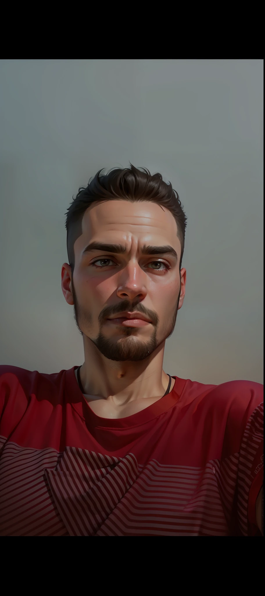 um close up de um homem com barba, cabelo cacheado, com corte taper fade camisa do Barcelona,foto de perfil , taken in early 2023, ,  imagem frontal, cor da pele parda olhos castanhos escuro