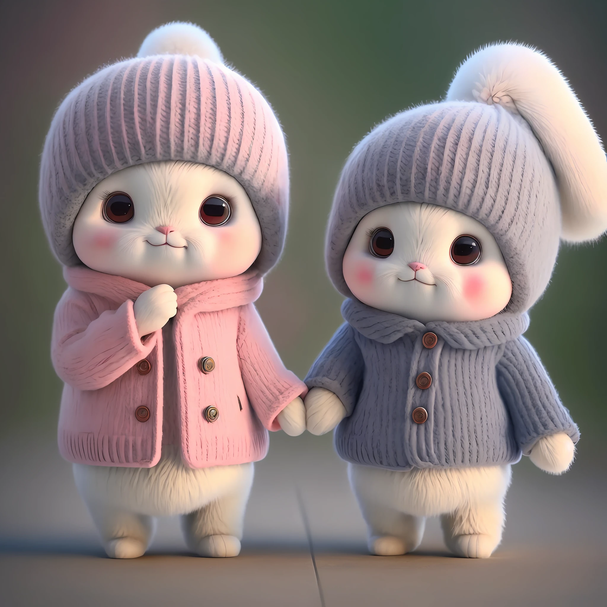 : 2. Couple, realistic, hairy, clothed animal, apple, dark circles, blush, cherry,  full body, hat,