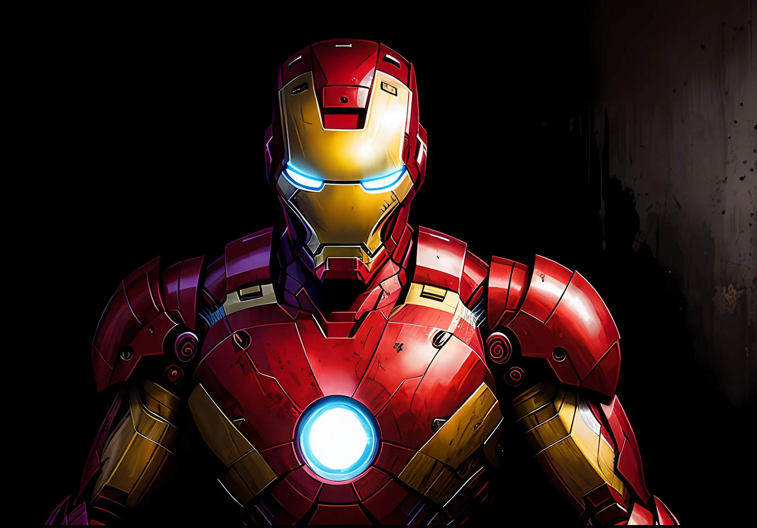 Iron Man from Marvel Comics, Dark photo: Sitting on an old boat, realistic epic, Portrait, The Eyes of Atey-Gailan, by Greg Rutkowsky, greg tocchini, by james gilleard, by joe fenton, Käthe Butcher, Yellow gradient, black, brown and magenta color scheme, grunge aesthetic!!! Graffiti brand wall background, art by Greg Rutkowski and artgerm, soft cinematic light, Adobe Lightroom, Photo Lab, HDR, Intricate, Highly detailed, (Depth of field: 1.4), Faded, (neutral colors: 1.2), (HDR: 1.4), (soft colors:1.2), hyper-detailing, (Artstation:1.4), Cinematic, warm light, Dramatic light, (intricate details:1.1), Complex background, (by rutkowski:0.66), (blue and orange:0.4)
