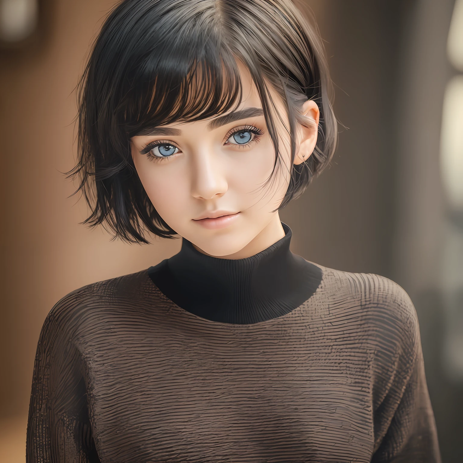 Best quality, masterpiece, ultra high res, (photorealistic:1.5), raw photo, 1girl, offshoulder, in the dark, deep shadow, low key, cold light, sexy look, short hair --auto