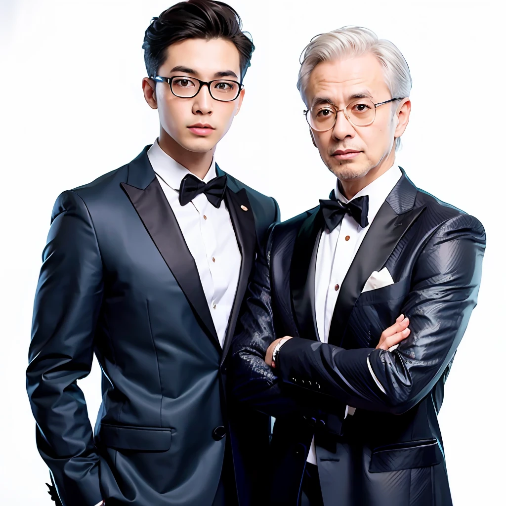 Mo Yi Psychiatrist suit elegant male gray hair golden eyes fine glasses frame young elegant two-dimensional