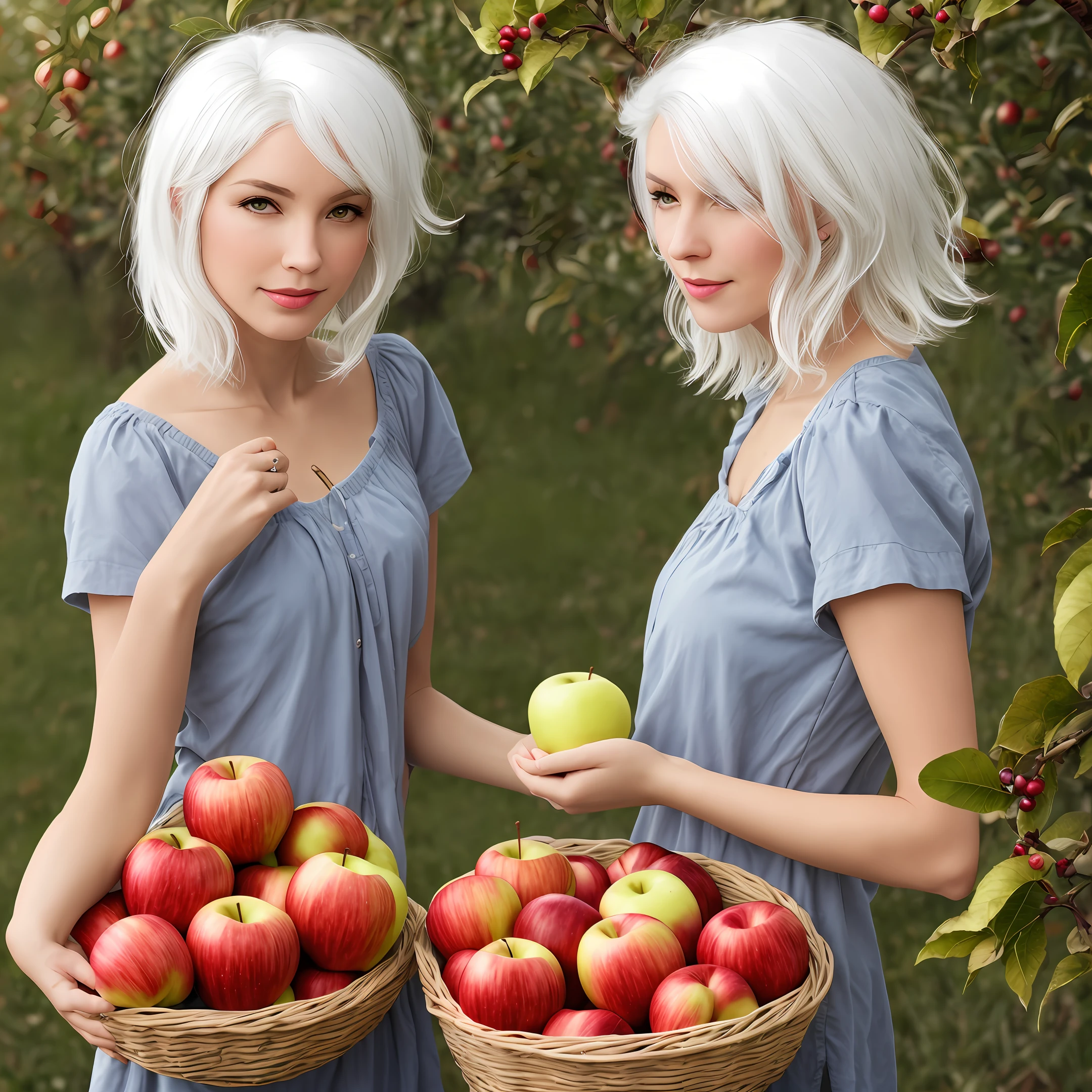 White hair,apples