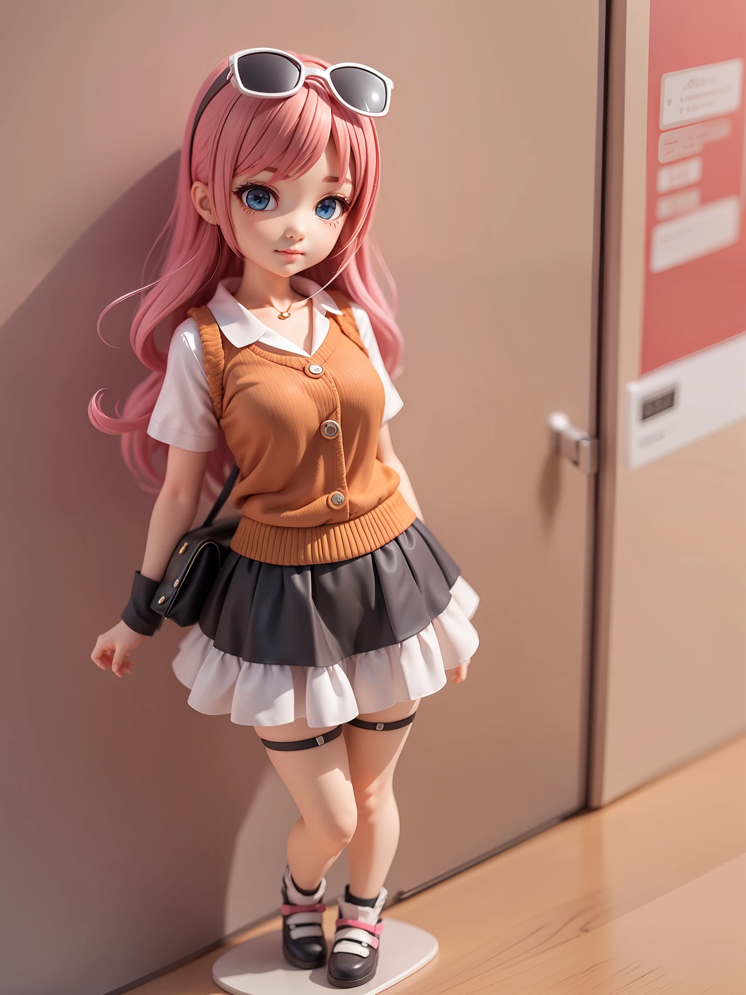 Super cute girl full body 3D drawing，adolable，Pop Mart Blind Box